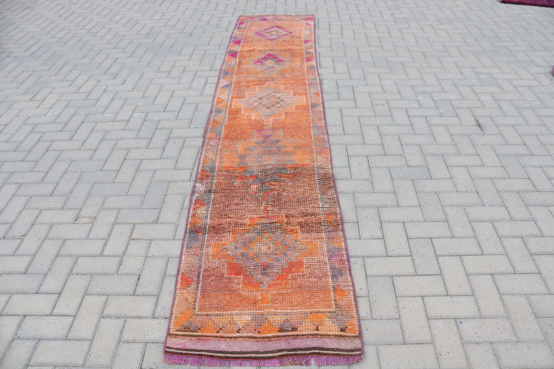 Vintage Rugs, Floor Rugs, Oushak Rug, Rugs for Hallway, Turkish Rugs, Distressed Rug, Antique Rug, Stair Rugs, 2.3x11.6 ft Runner Rug