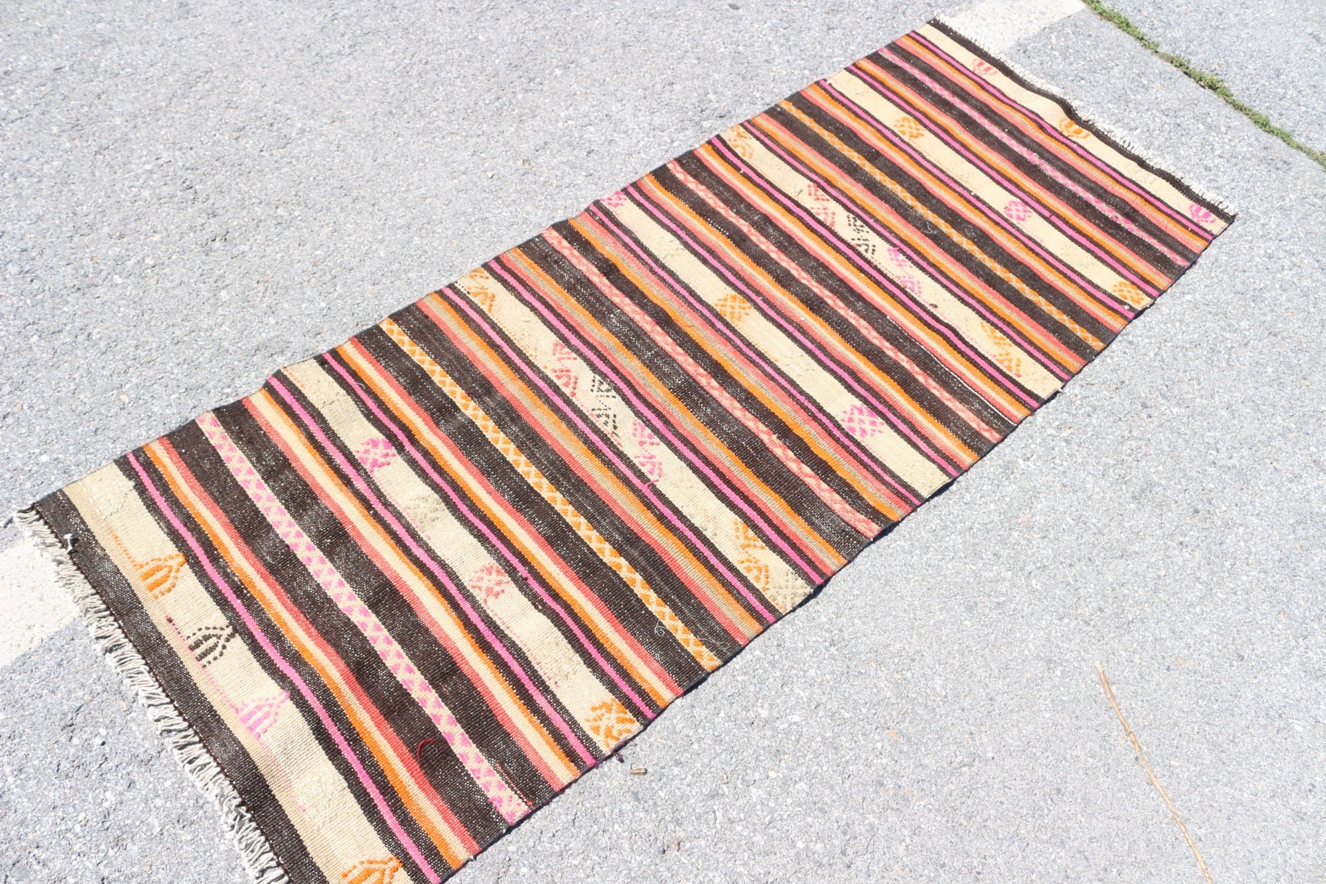 2.5x6.6 ft Runner Rug, Kitchen Rug, Beige Home Decor Rug, Vintage Rugs, Oushak Rug, Kilim, Antique Rug, Rugs for Corridor, Turkish Rug