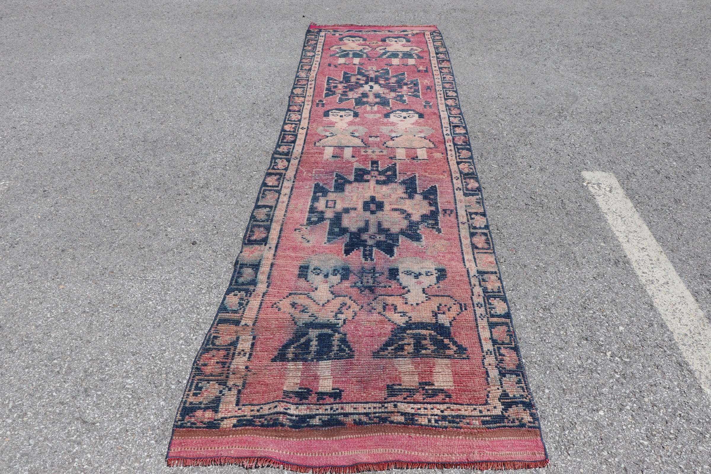 Corridor Rug, Anatolian Rugs, Pale Rug, Vintage Rugs, Rugs for Stair, Pink Oushak Rug, Turkish Rugs, 3.1x10.8 ft Runner Rug, Cool Rug