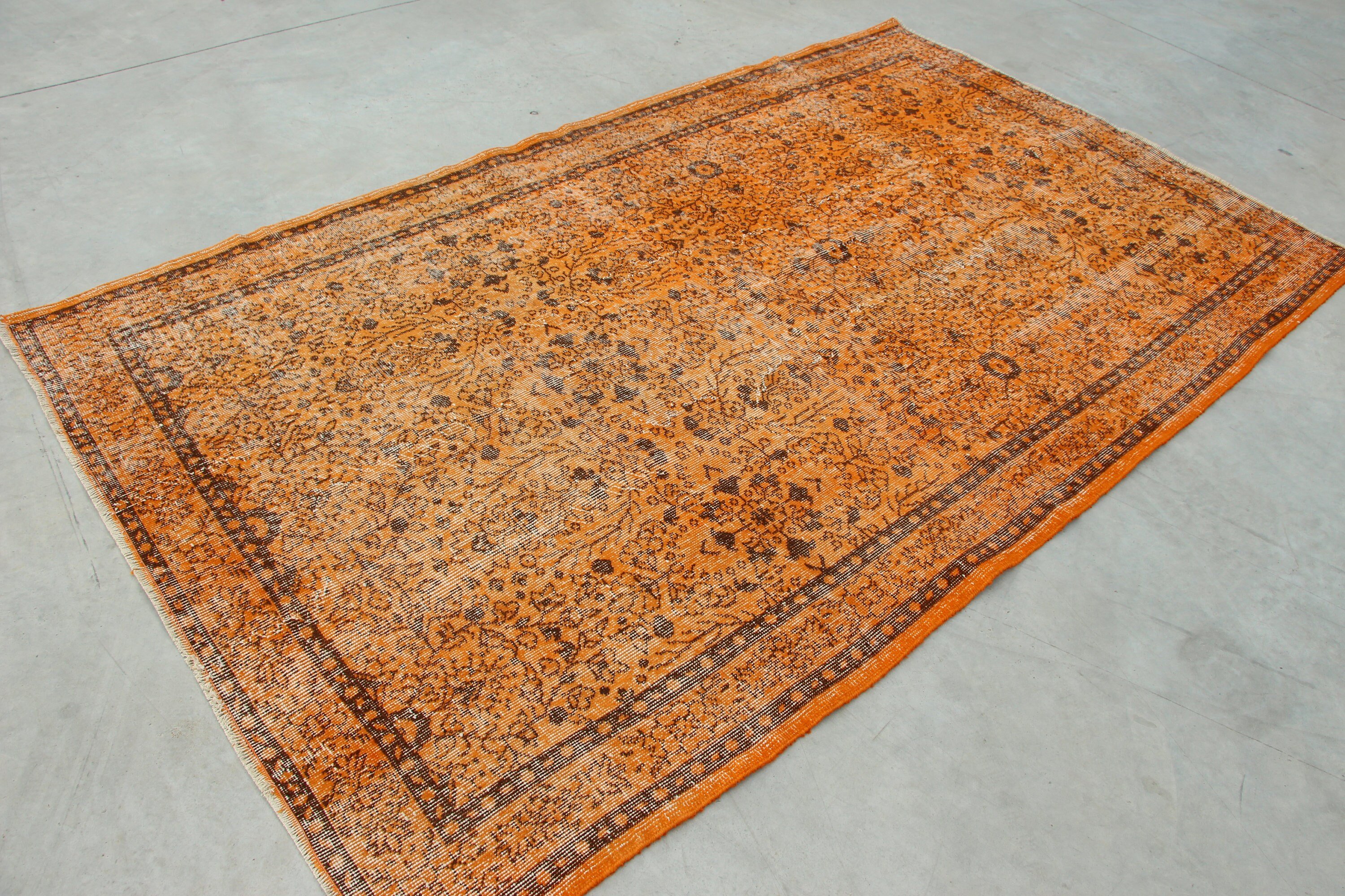 Türk Halısı, Yemek Odası Halıları, Vintage Halı, Türkiye Halısı, Turuncu Antika Halılar, Oryantal Halı, Antika Halılar, 5x8,4 ft Büyük Halılar, Yatak Odası Halısı