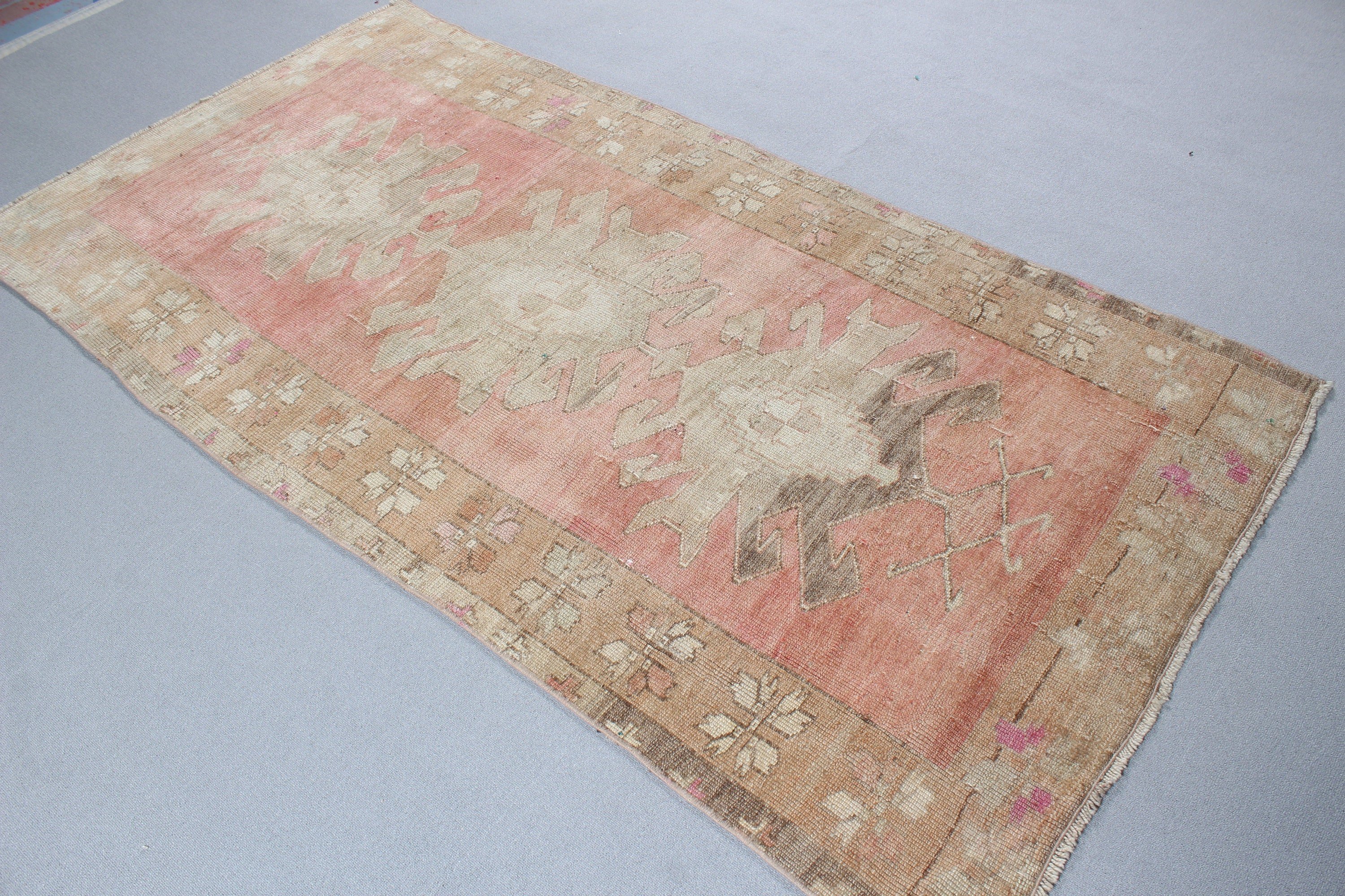 Living Room Rug, Boho Area Rug, Floor Rugs, 3.8x7.5 ft Area Rugs, Rugs for Area, Turkish Rugs, Vintage Rugs, Pink Floor Rug, Modern Rug