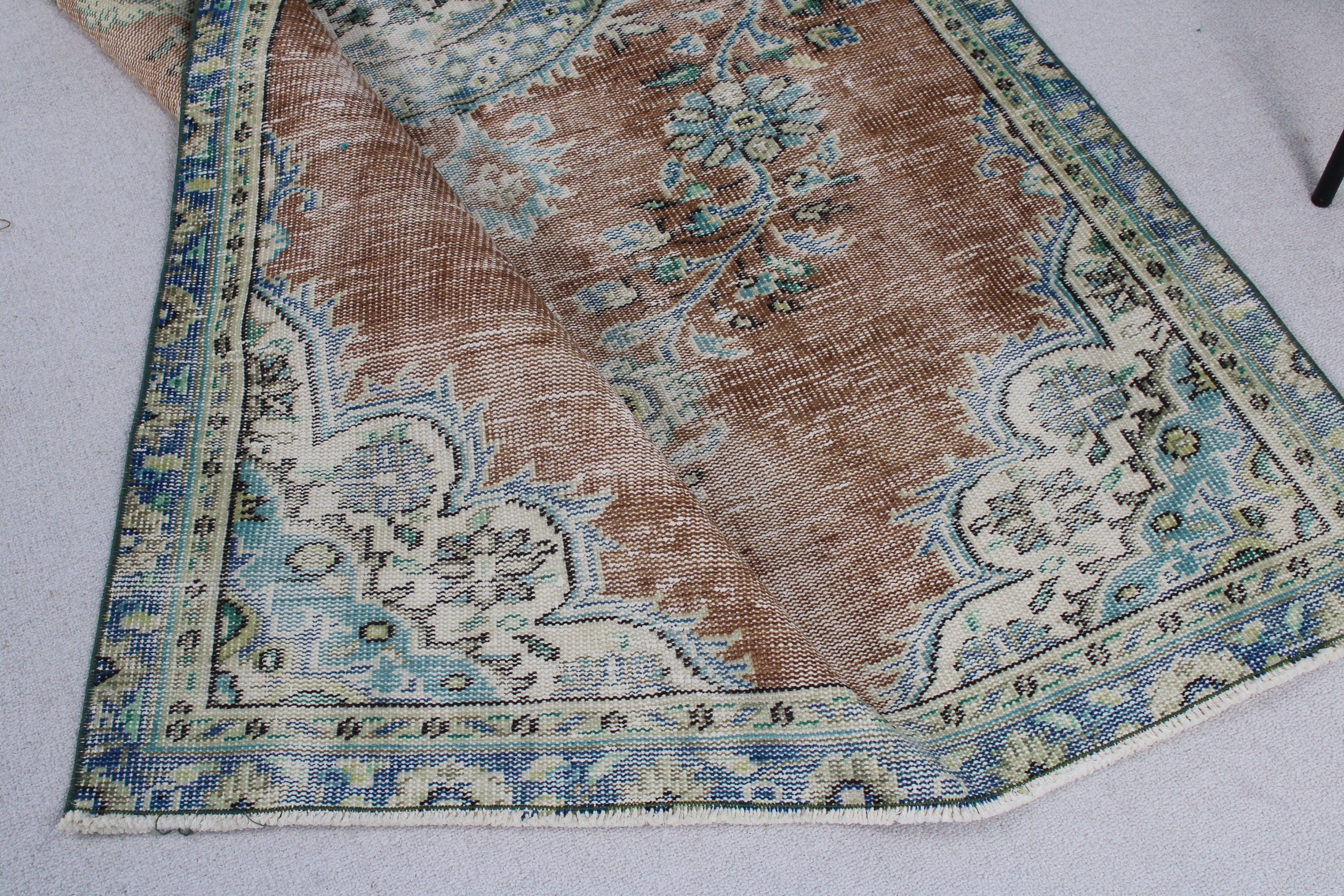 Turkish Rug, Brown Statement Rug, 3.9x7 ft Area Rugs, Vintage Area Rug, Bedroom Rugs, Vintage Rugs, Dining Room Rugs