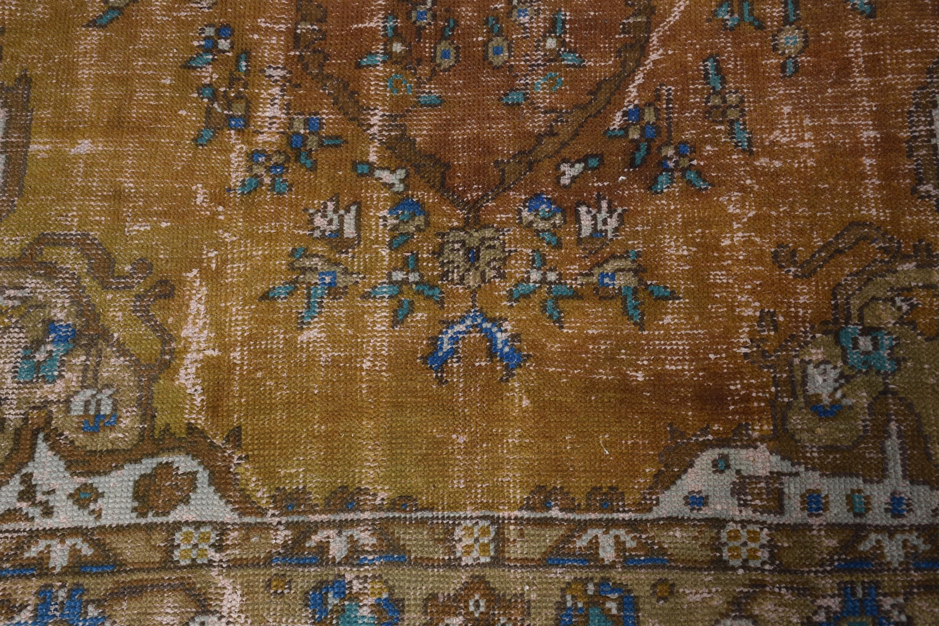 Küçük Alan Halıları, Boho Halısı, Vintage Halılar, Yer Halısı, Yatak Odası Halıları, Türk Halısı, Araba Paspas Halısı, 2,5x3,8 ft Küçük Halı, Turuncu Oushak Halıları