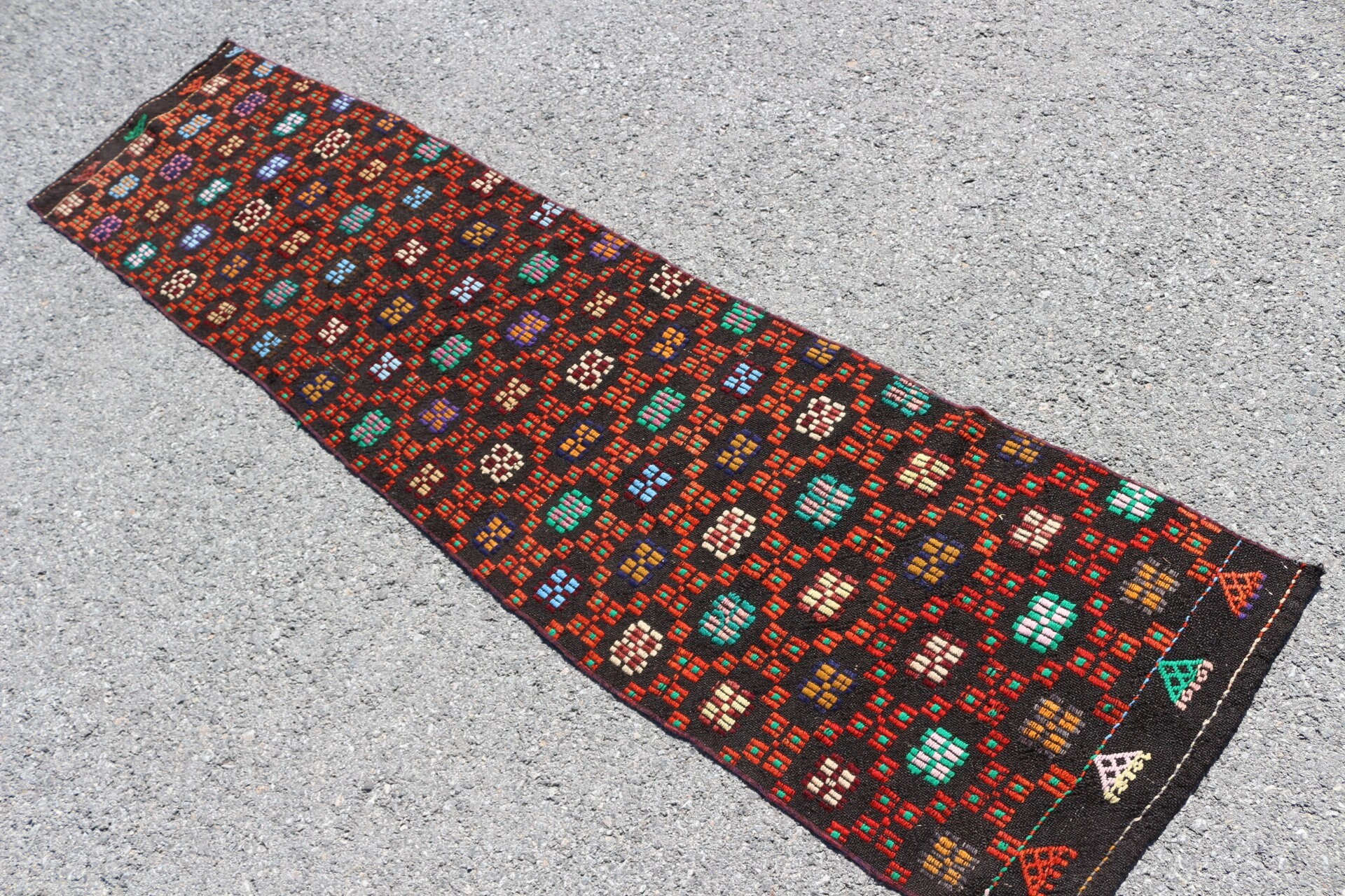 Anadolu Halısı, Türk Halısı, Kilim, Koridor Halısı, Vintage Halı, Ev Dekorasyonu Halısı, Yeşil 1.9x8.1 ft Runner Halısı, Mutfak Halıları