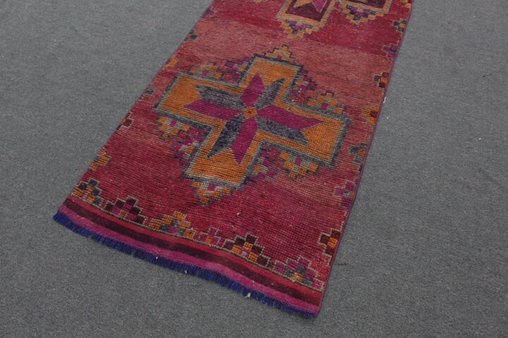 3.1x10.2 ft Runner Rug, Nomadic Rug, Turkish Rug, Corridor Rug, Kitchen Rug, Vintage Rug, Moroccan Rugs, Pink Oriental Rug