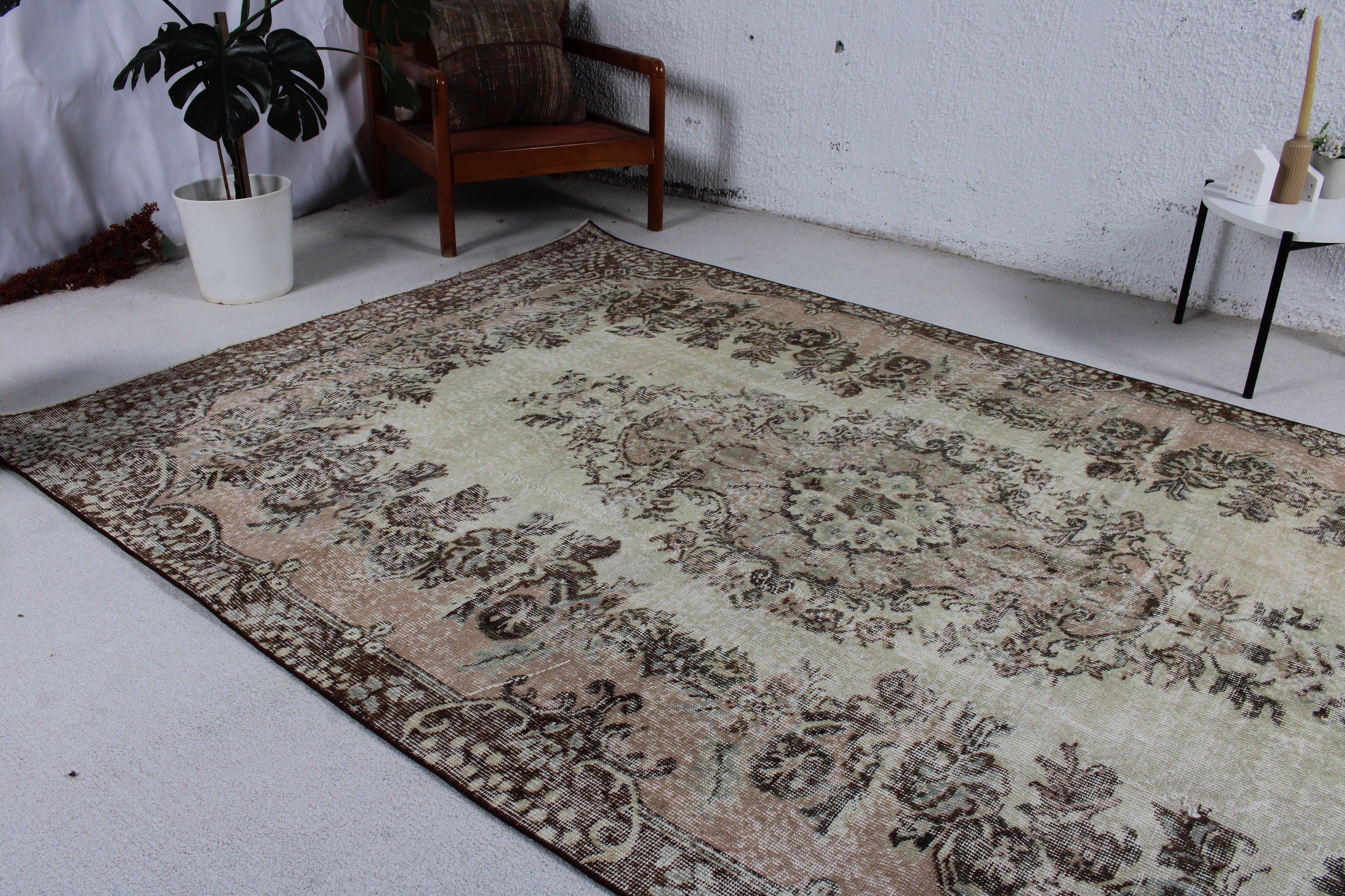 Yatak Odası Halısı, Yün Halı, Vintage Halı, 5.6x9.2 ft Büyük Halı, Bej Yün Halılar, Yemek Odası Halıları, Kabile Halısı, Mutfak Halıları, Türk Halısı