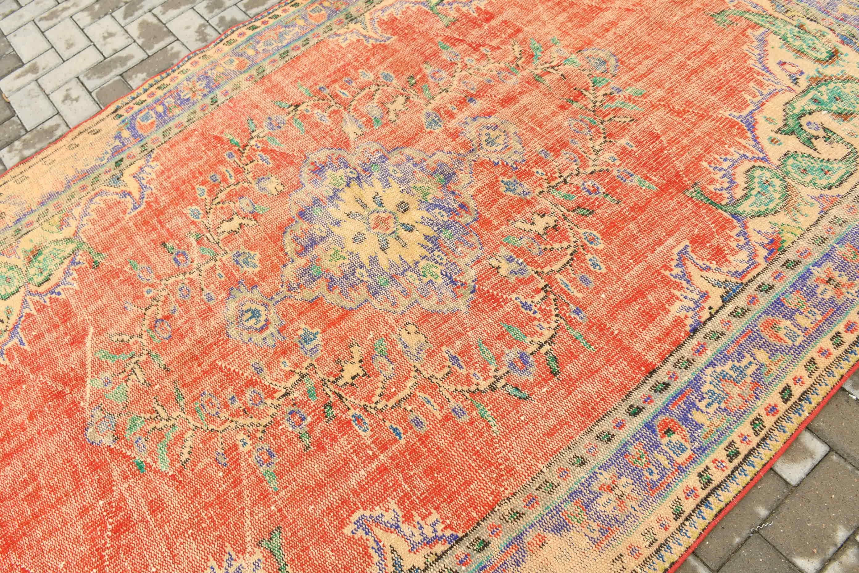 Red  5.8x8.8 ft Large Rug, Dining Room Rugs, Living Room Rug, Outdoor Rug, Anatolian Rug, Vintage Rug, Wool Rug, Turkish Rug