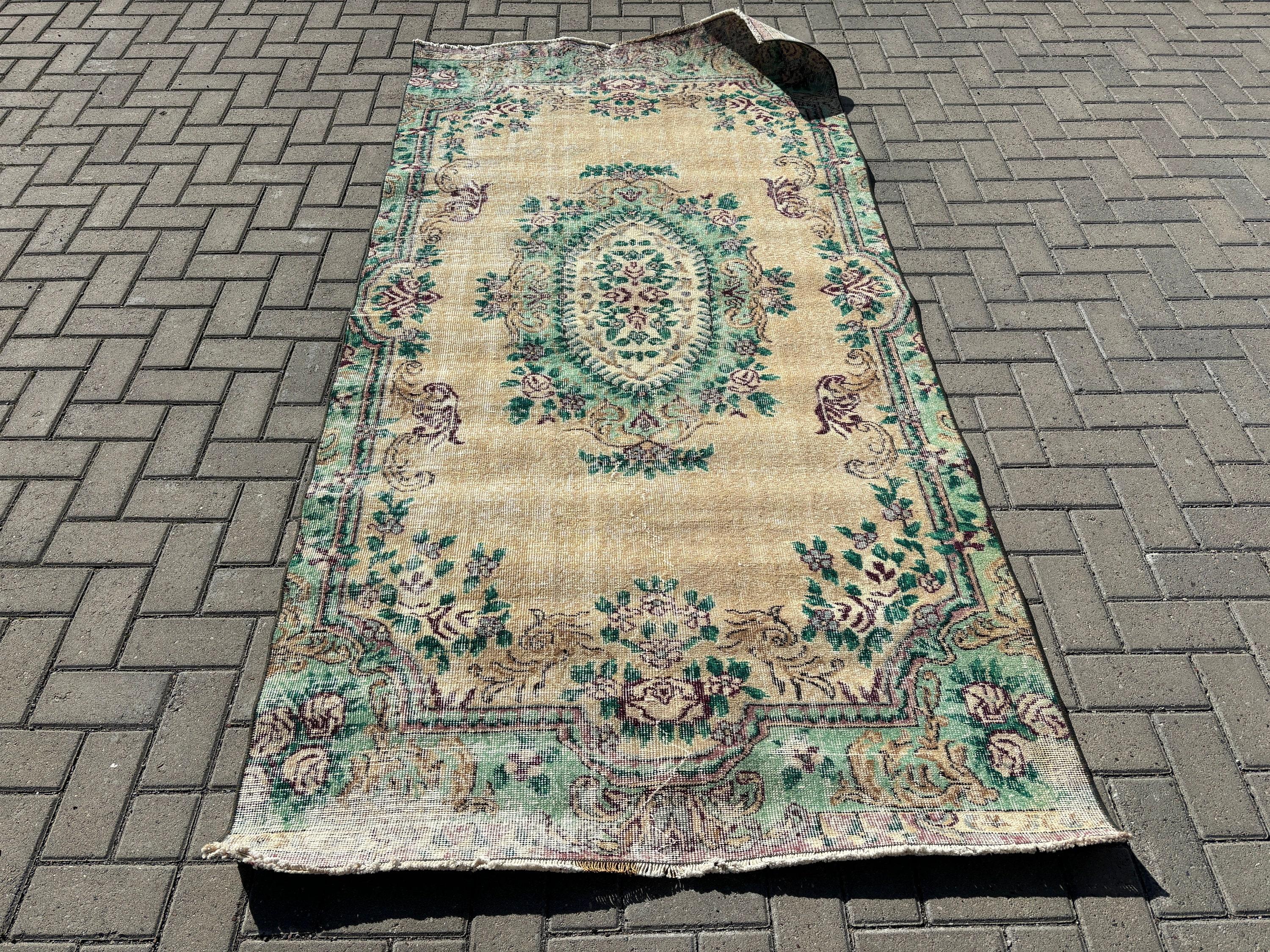 Yatak Odası Halıları, Türk Halıları, Bej El Dokuma Halılar, Oryantal Halı, 4.1x8.3 ft Alan Halısı, Yün Halılar, Vintage Halı, Türkiye Halıları, Oturma Odası Halısı