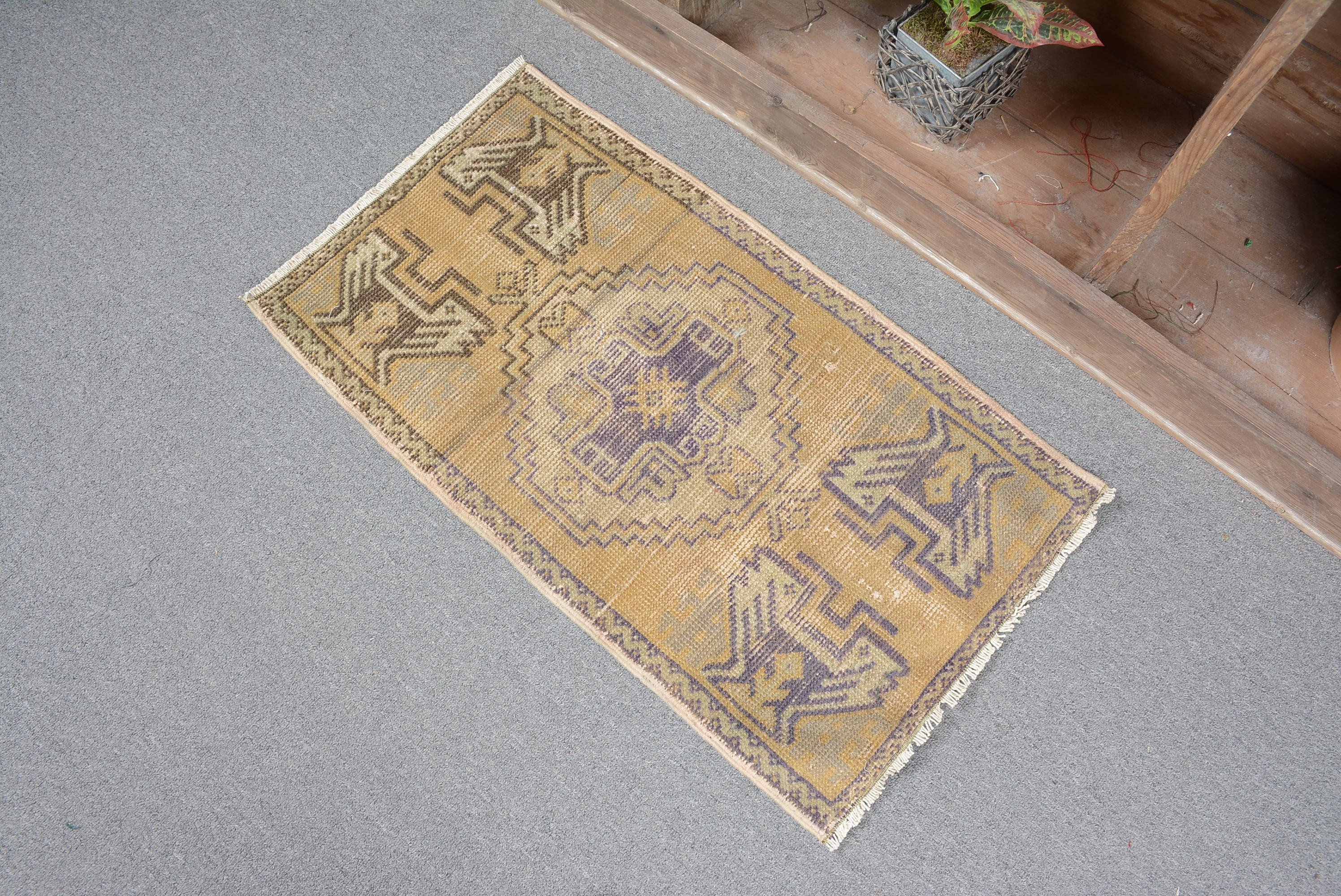 Anatolian Rug, Yellow Bedroom Rugs, 1.5x2.7 ft Small Rug, Bathroom Rug, Turkish Rug, Door Mat Rug, Vintage Rug, Pastel Rugs, Bedroom Rug