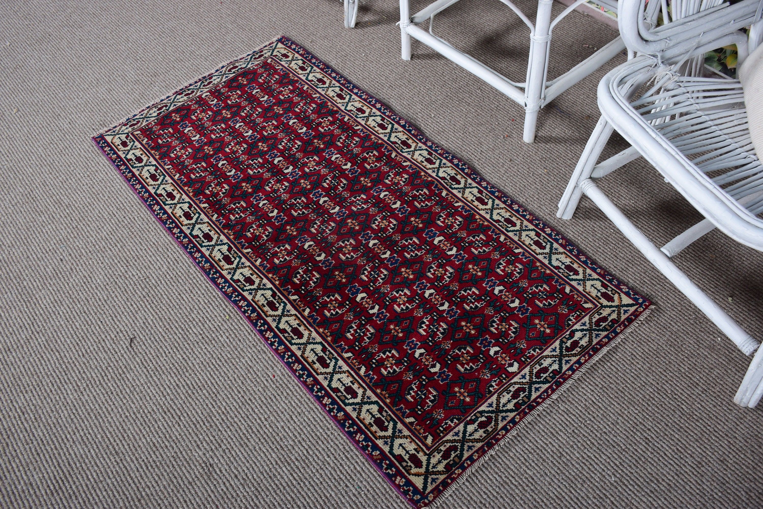 Red Luxury Rug, Entry Rug, Small Vintage Rugs, Oriental Rugs, Turkish Rugs, Vintage Rugs, 2.1x4.3 ft Small Rug, Aztec Rug, Floor Rugs