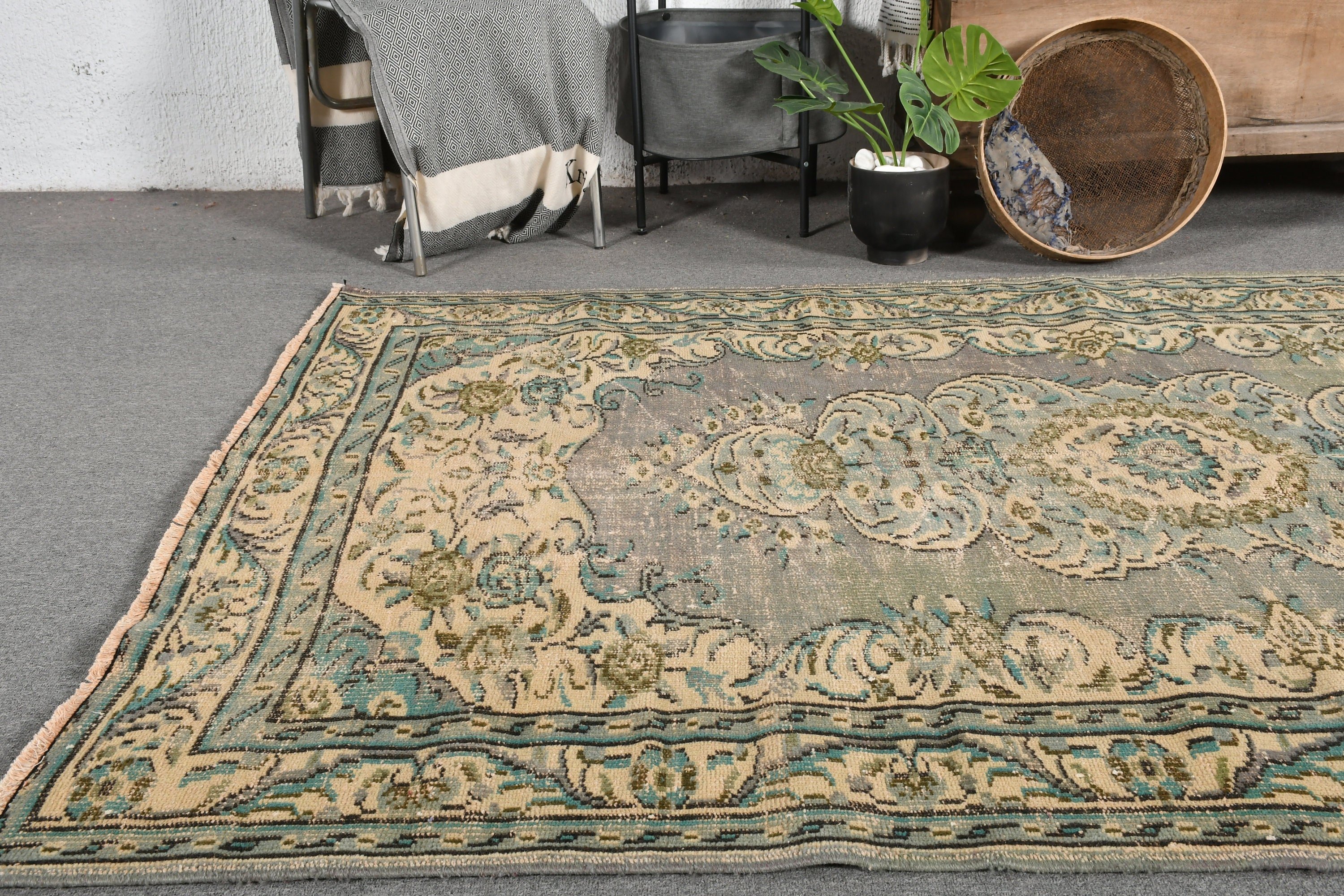 Vintage Halı, Yatak Odası Halıları, Çocuk Odası Halıları, Kabile Halısı, Mutfak Halısı, Fas Halısı, Türk Halısı, 5,3x7,4 ft Alan Halısı, Kahverengi Oushak Halısı