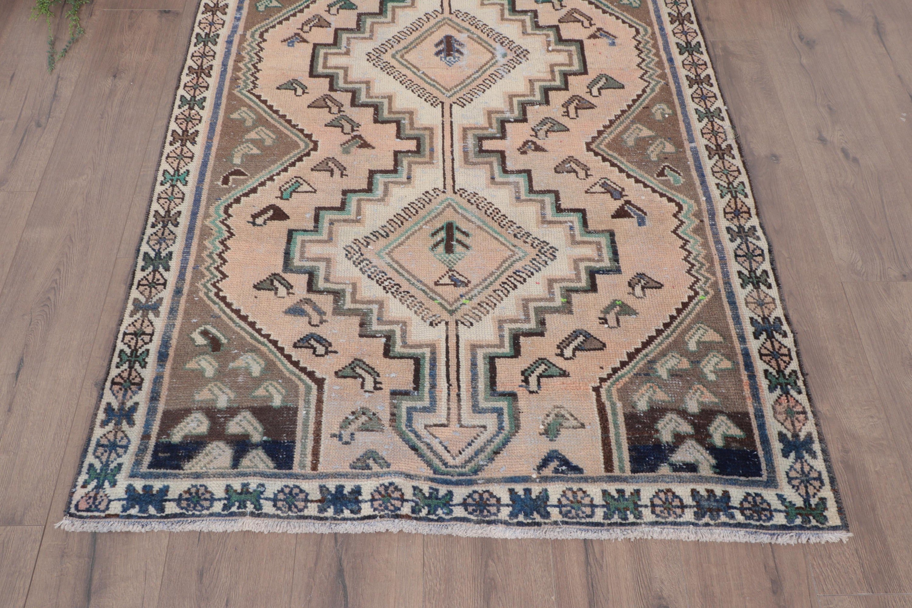 Vintage Halılar, Düz Dokuma Halı, Türk Halısı, Bej Boho Halısı, Yemek Odası Halıları, 3,9x6,9 ft Alan Halıları, Yer Halıları, Boho Alan Halıları