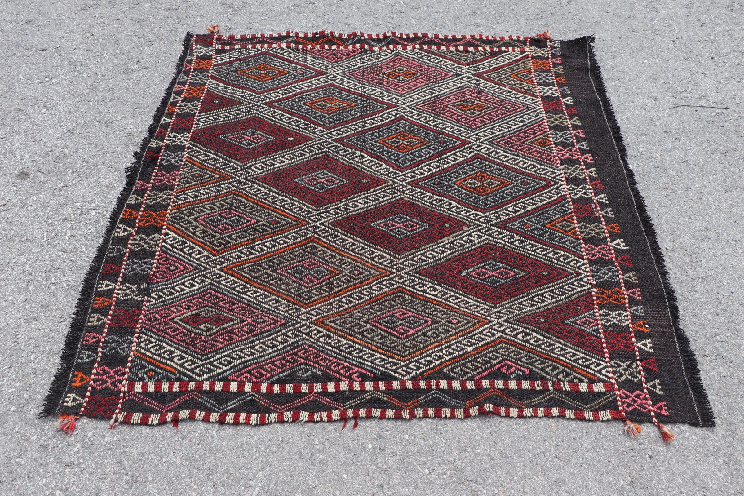 Yer Halıları, Kilim, Vintage Halı, Çocuk Halısı, Mutfak Halıları, Yün Halı, Türk Halıları, 4.2x4.5 ft Accent Halı, Kırmızı Antika Halı, Parlak Halı