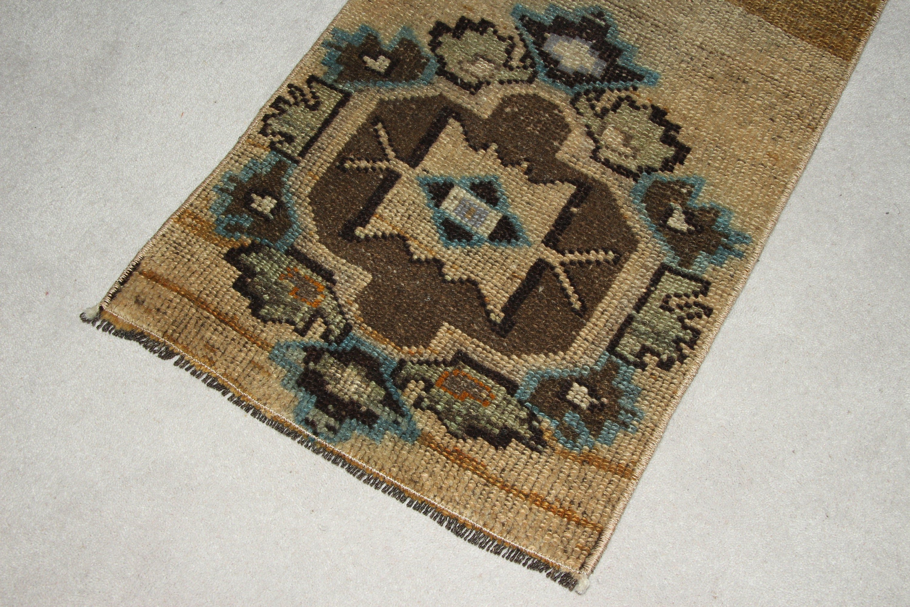 Oriental Rug, Nomadic Rugs, 1.4x3.1 ft Small Rugs, Brown Moroccan Rug, Kitchen Rug, Vintage Rug, Cool Rug, Turkish Rug, Wall Hanging Rug