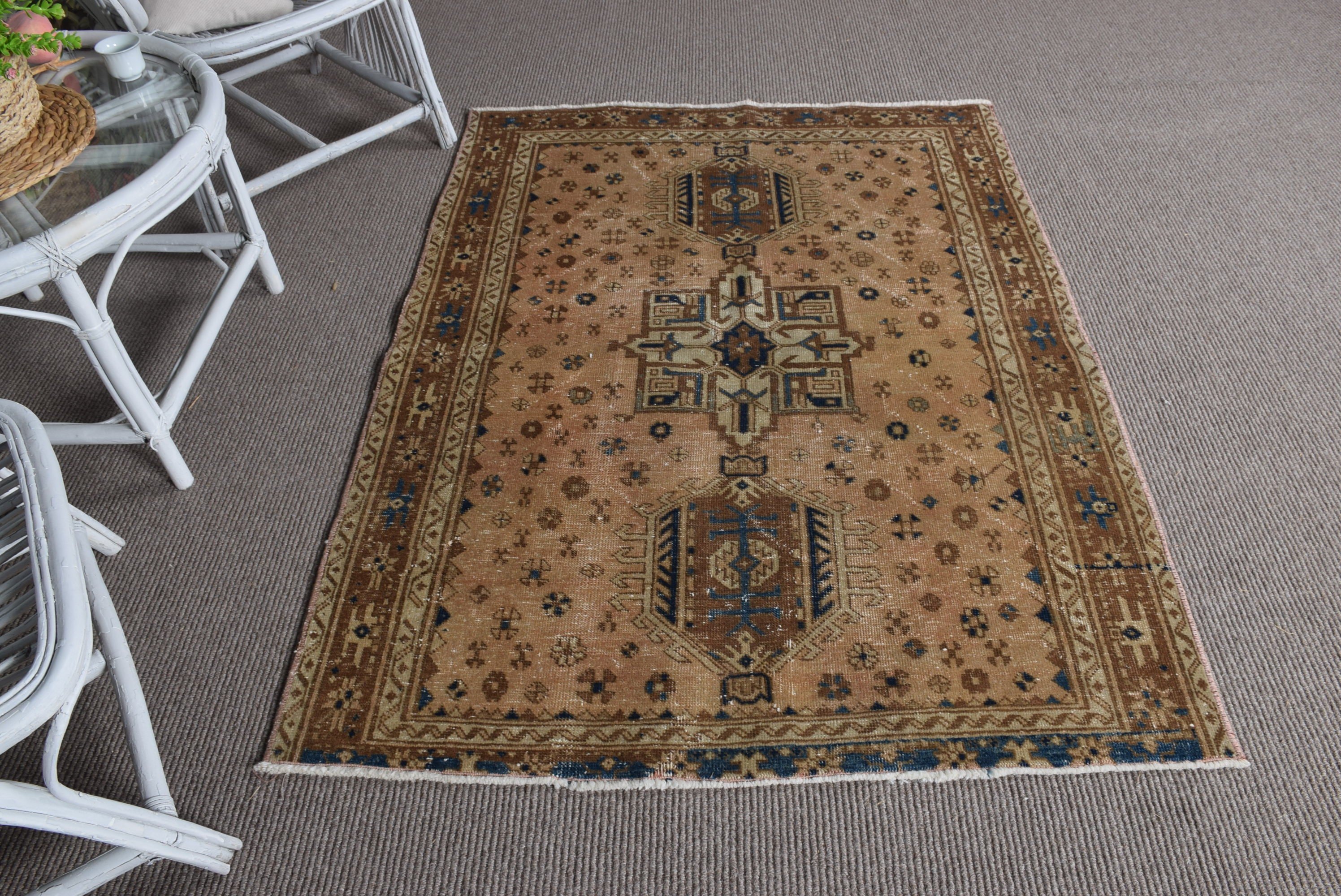 Anatolian Rug, Vintage Rug, Antique Rugs, Green Cool Rugs, Rugs for Entry, 3.8x5.2 ft Accent Rugs, Turkish Rugs, Bedroom Rugs, Nursery Rug