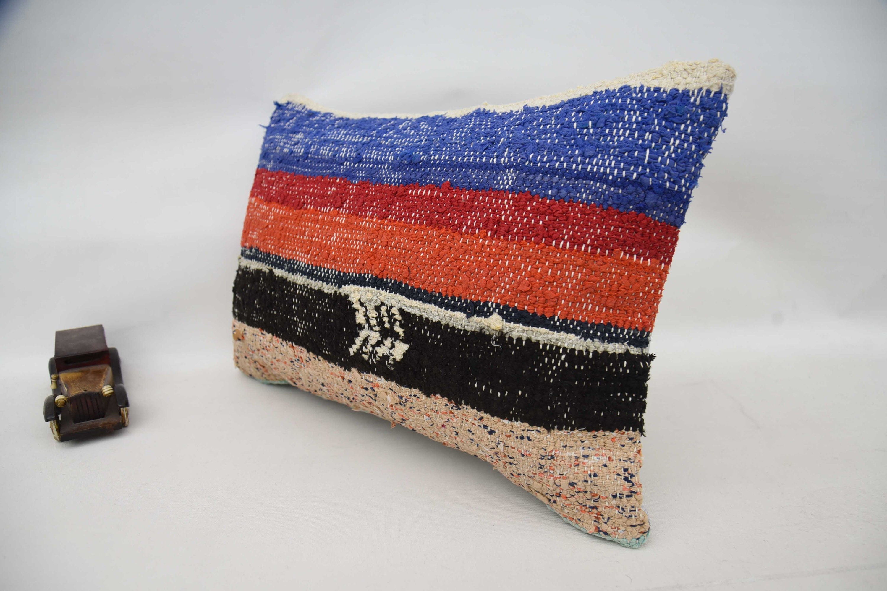 Boho Pillow Sham Cover, Kilim Cushion Sham, 16"x24" Blue Pillow Sham, Luxury Cushion, One Of A Kind Cushion Case, Antique Pillows