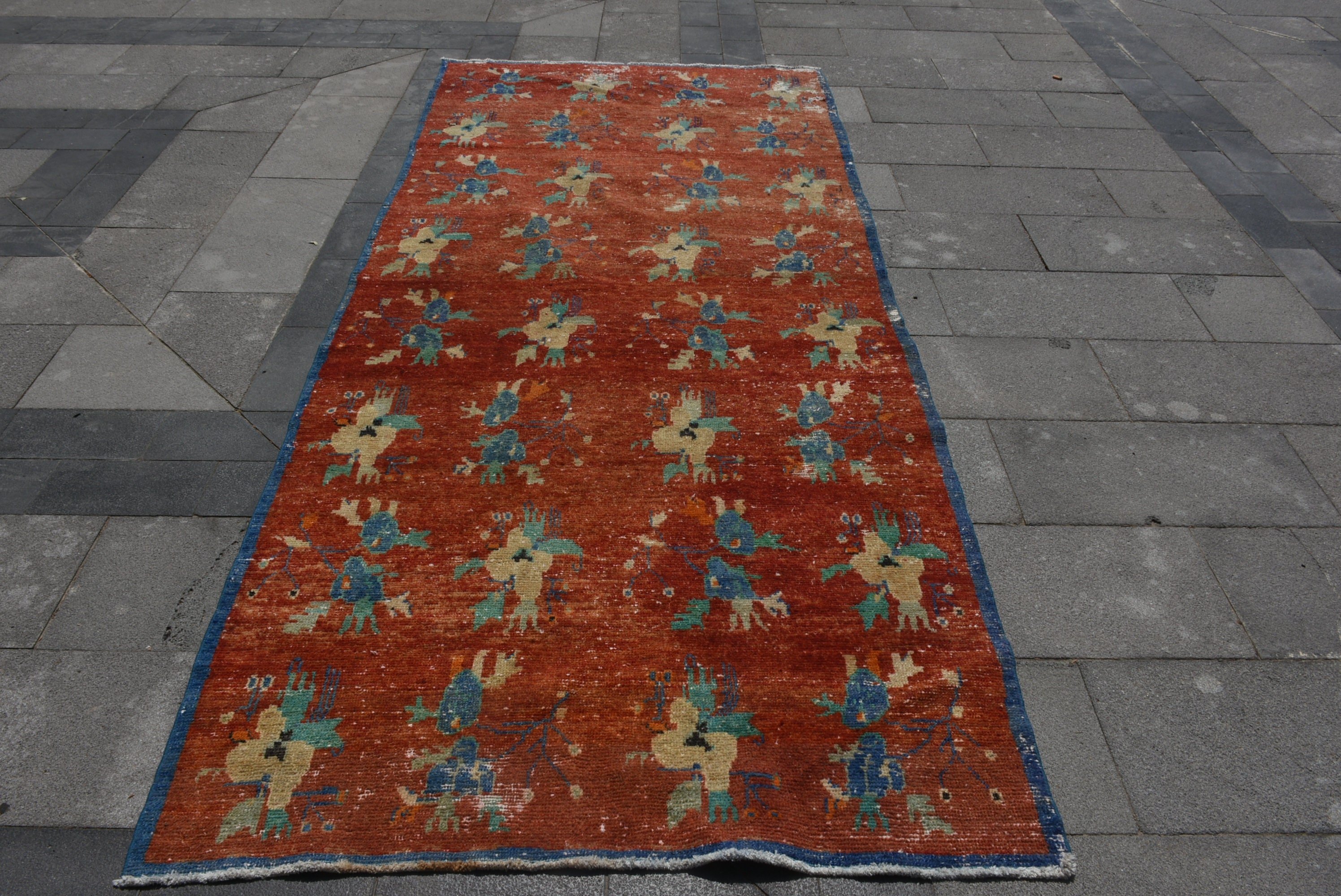 Kitchen Rugs, Salon Rug, Bedroom Rug, Red Floor Rug, Rugs for Bedroom, Turkish Rugs, 4.2x9.6 ft Large Rug, Vintage Rug, Home Decor Rug