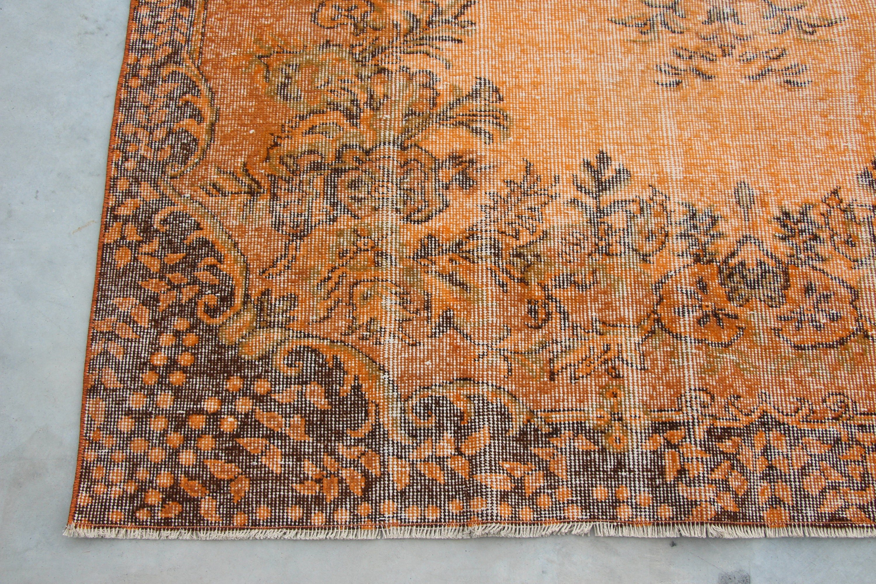 Dining Room Rug, Vintage Rugs, Orange Bedroom Rug, Turkish Rug, 5.7x8.5 ft Large Rugs, Rugs for Living Room, Floor Rug