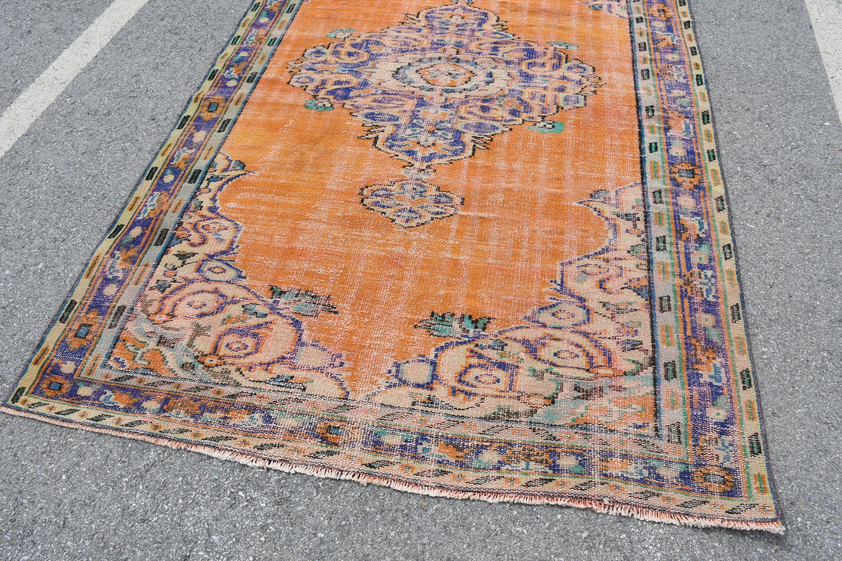 Turkish Rug, Pale Rugs, Vintage Rug, Salon Rug, 5.4x8.7 ft Large Rug, Orange Kitchen Rug, Oriental Rug, Dining Room Rug