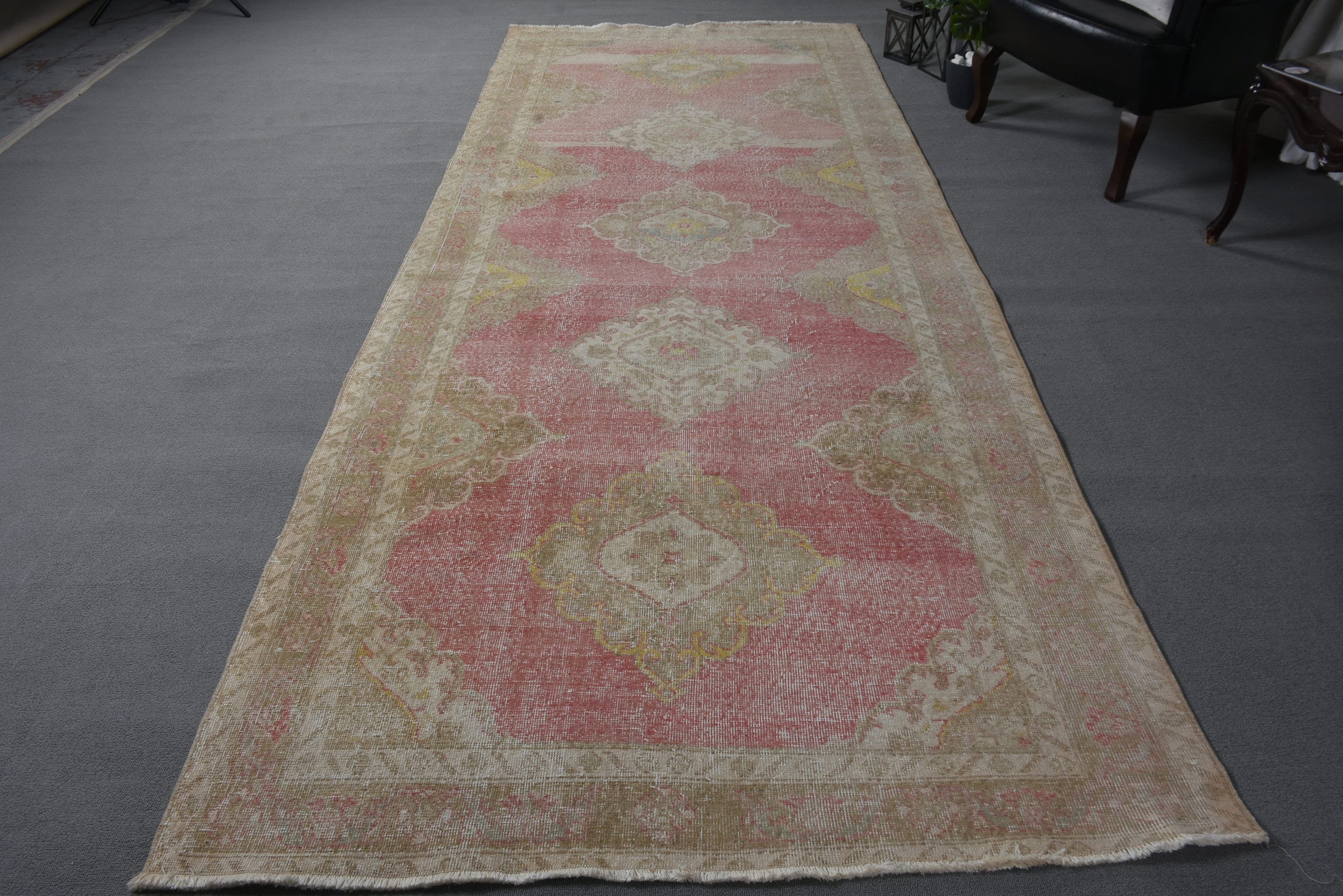 4.7x12.2 ft Runner Rugs, Statement Rug, Luxury Rug, Red Floor Rugs, Stair Rug, Kitchen Rugs, Rugs for Hallway, Turkish Rug, Vintage Rug