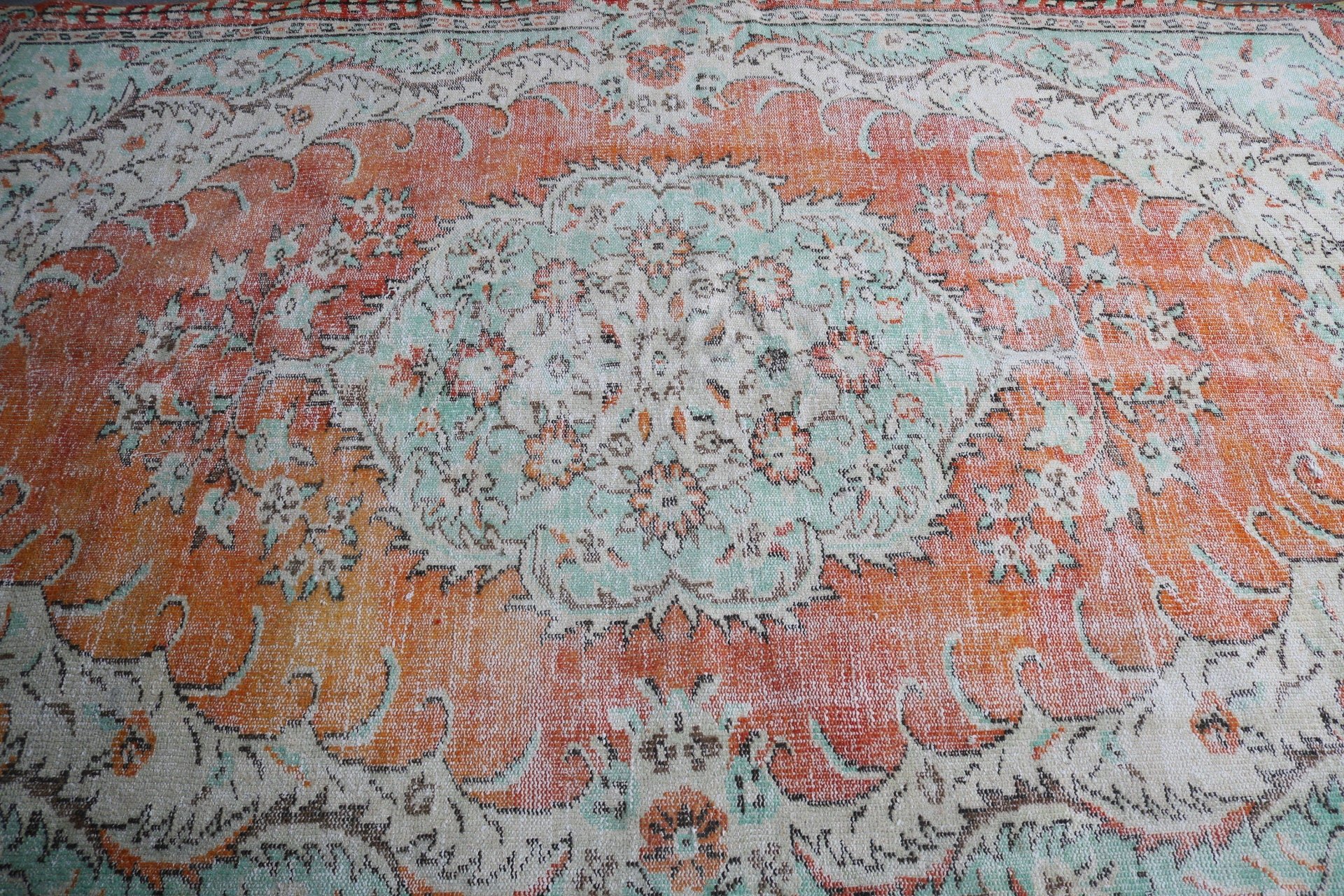 Large Boho Rug, Cool Rug, Large Oushak Rug, 6x9.9 ft Large Rugs, Turkish Rugs, Vintage Rugs, Orange Cool Rug, Decorative Rug, Kitchen Rug