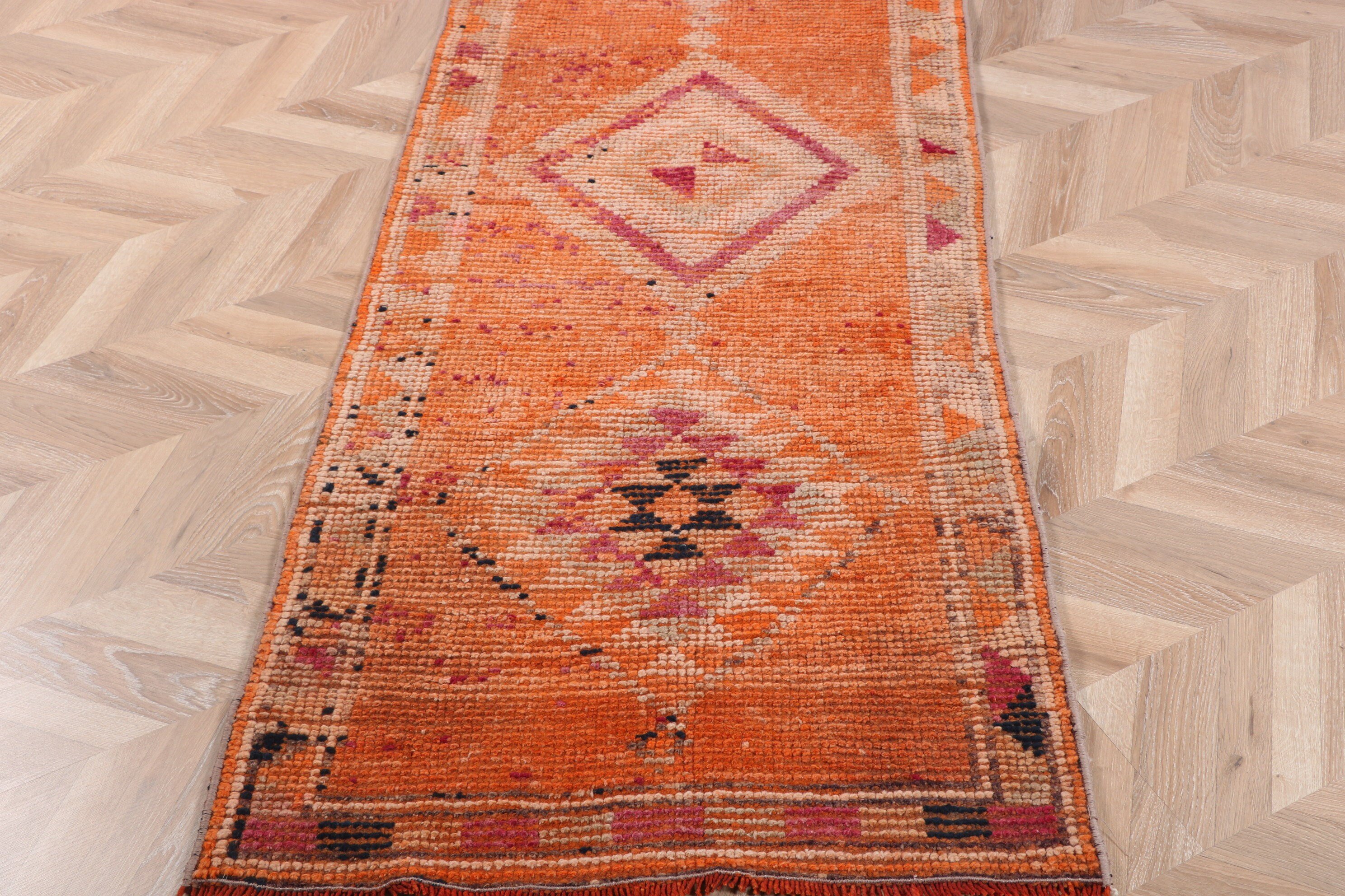 Pink Moroccan Rugs, Statement Rugs, Kitchen Rug, Turkish Rugs, Tribal Rugs, Vintage Rugs, 2.5x11.8 ft Runner Rug, Modern Rugs, Hallway Rugs