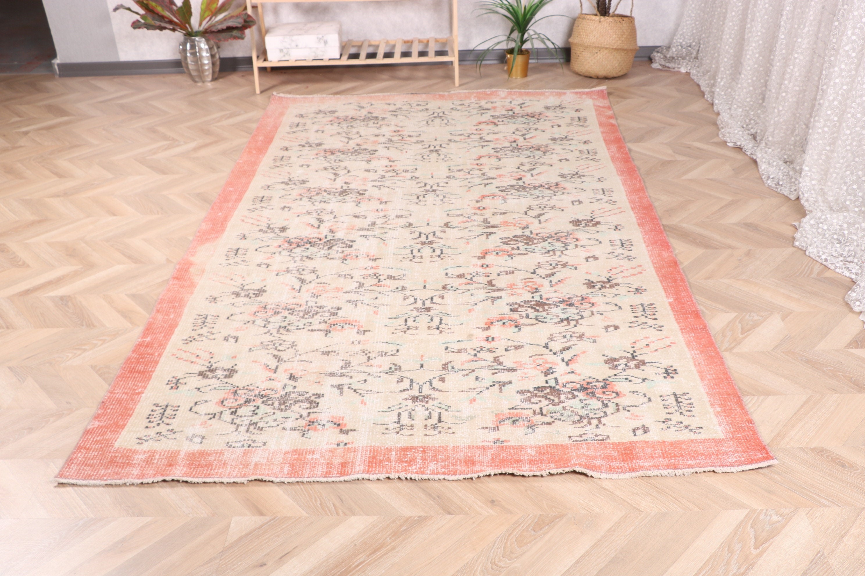 5.3x8.8 ft Büyük Halı, Vintage Halılar, Yemek Odası Halısı, Havalı Halı, Bej Antika Halı, Oturma Odası Halıları, Nötr Halı, Türk Halıları, Boho Halısı