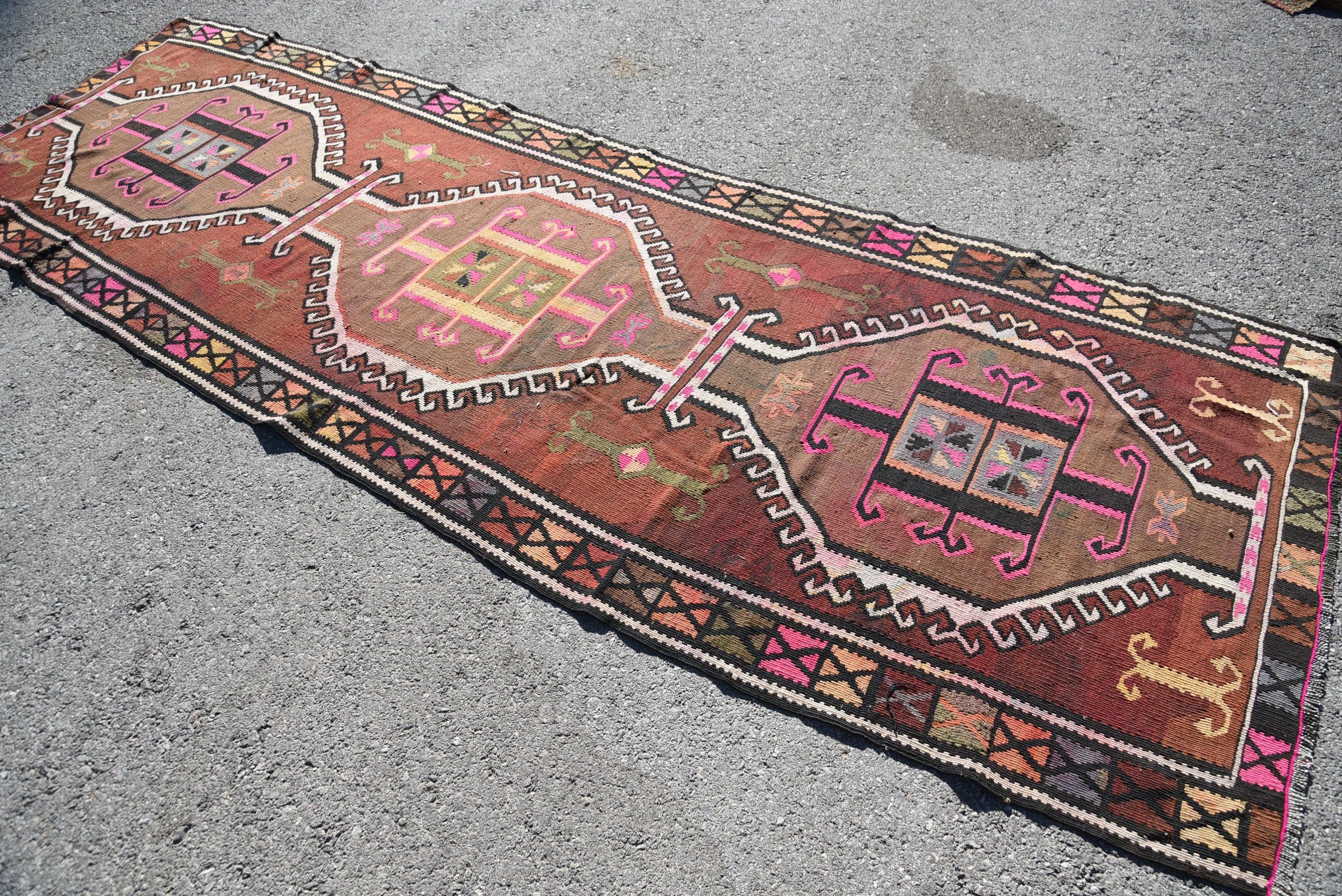 3.9x11.8 ft Yolluk Halıları, Türk Halısı, Koridor Halıları, Mutfak Halıları, Yatak Odası Halısı, El Yapımı Yün Halı Halıları, Vintage Halı, Yün Halı, Kilim