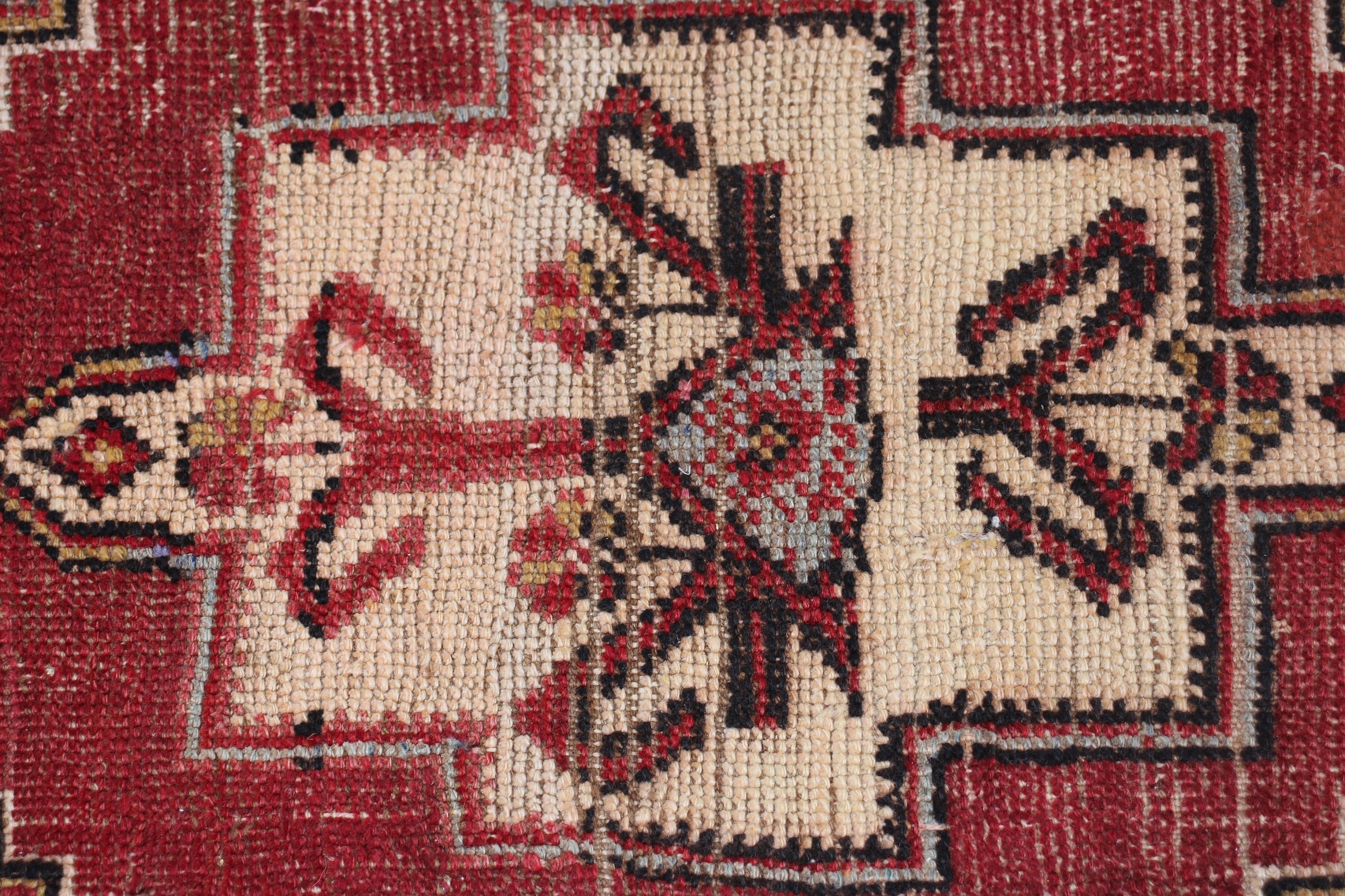 Giriş Kilimleri, 1.3x2.7 ft Küçük Halı, Antika Halılar, Türk Halıları, Vintage Halı, Kırmızı Ev Dekor Halısı, Yatak Odası Halıları, Duvara Asılı Halılar