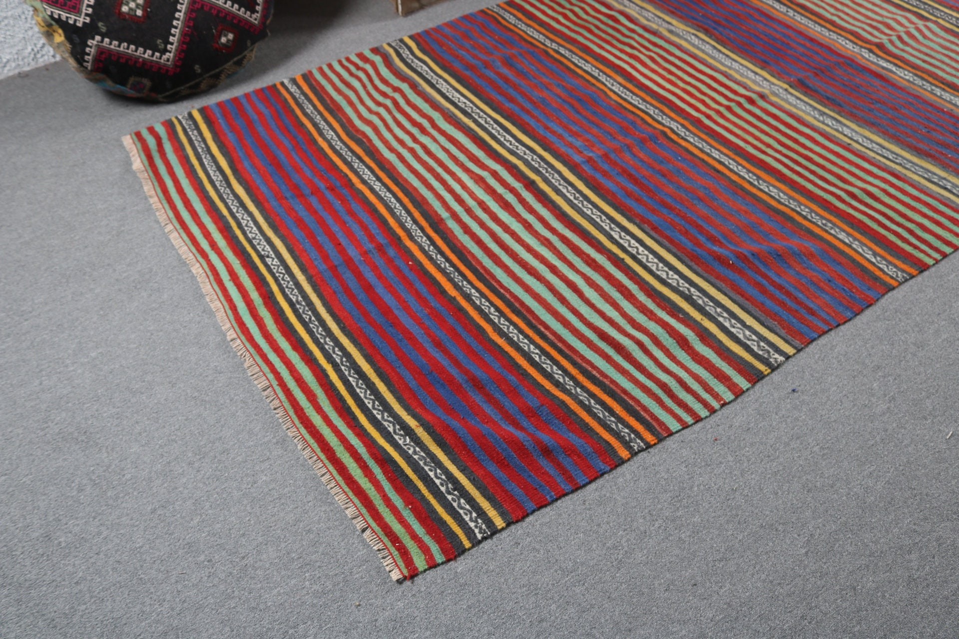 Vintage Halı, 5x11 ft Büyük Halı, Mor Geometrik Halılar, El Dokuma Halılar, Türk Halısı, Büyük Oushak Halıları, Fas Halıları, Salon Halısı, Kilim