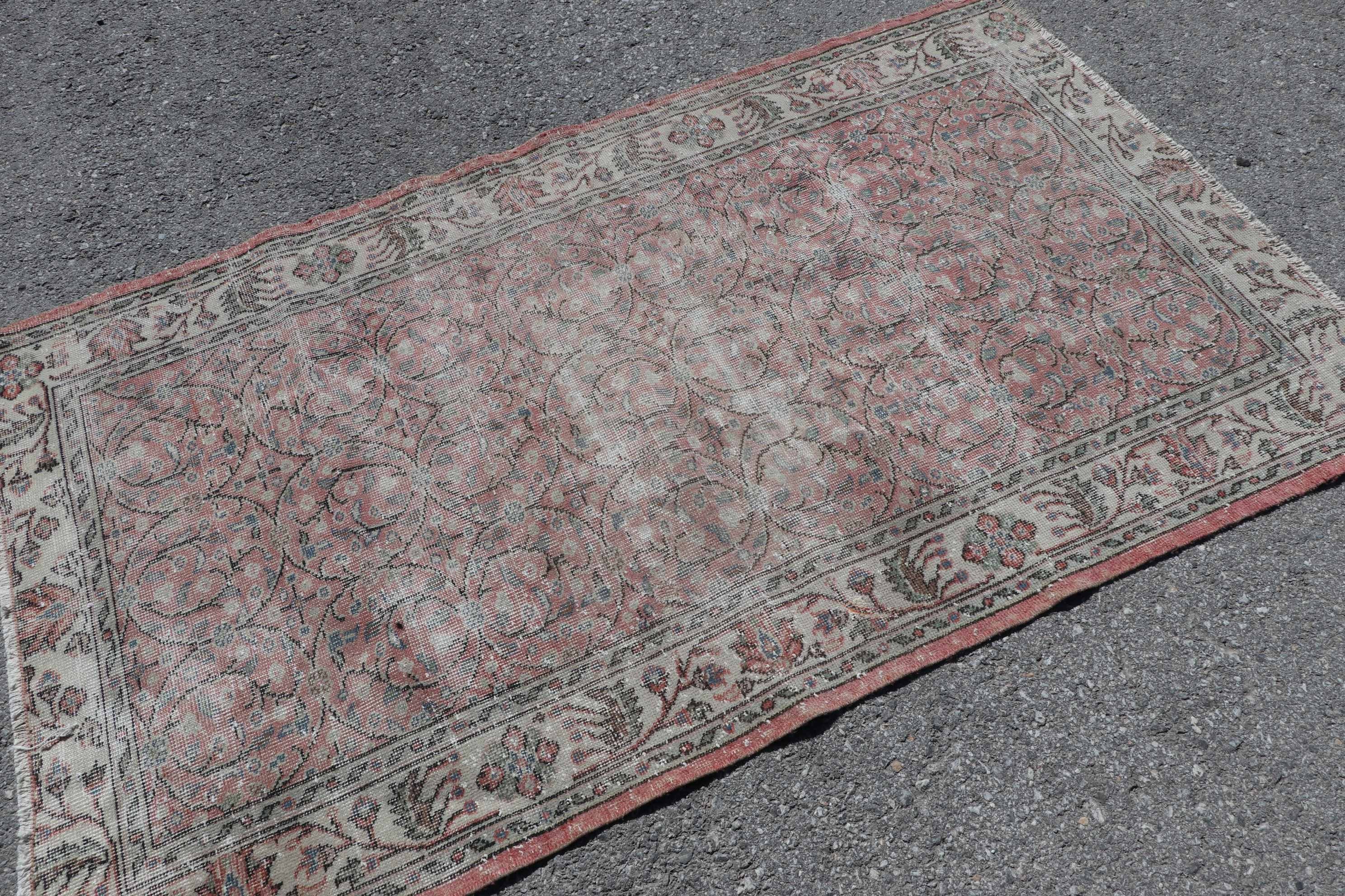 Entry Rug, Vintage Rug, Turkish Rug, Red Anatolian Rugs, 3.8x6.3 ft Accent Rug, Rugs for Entry, Anatolian Rugs, Kitchen Rugs