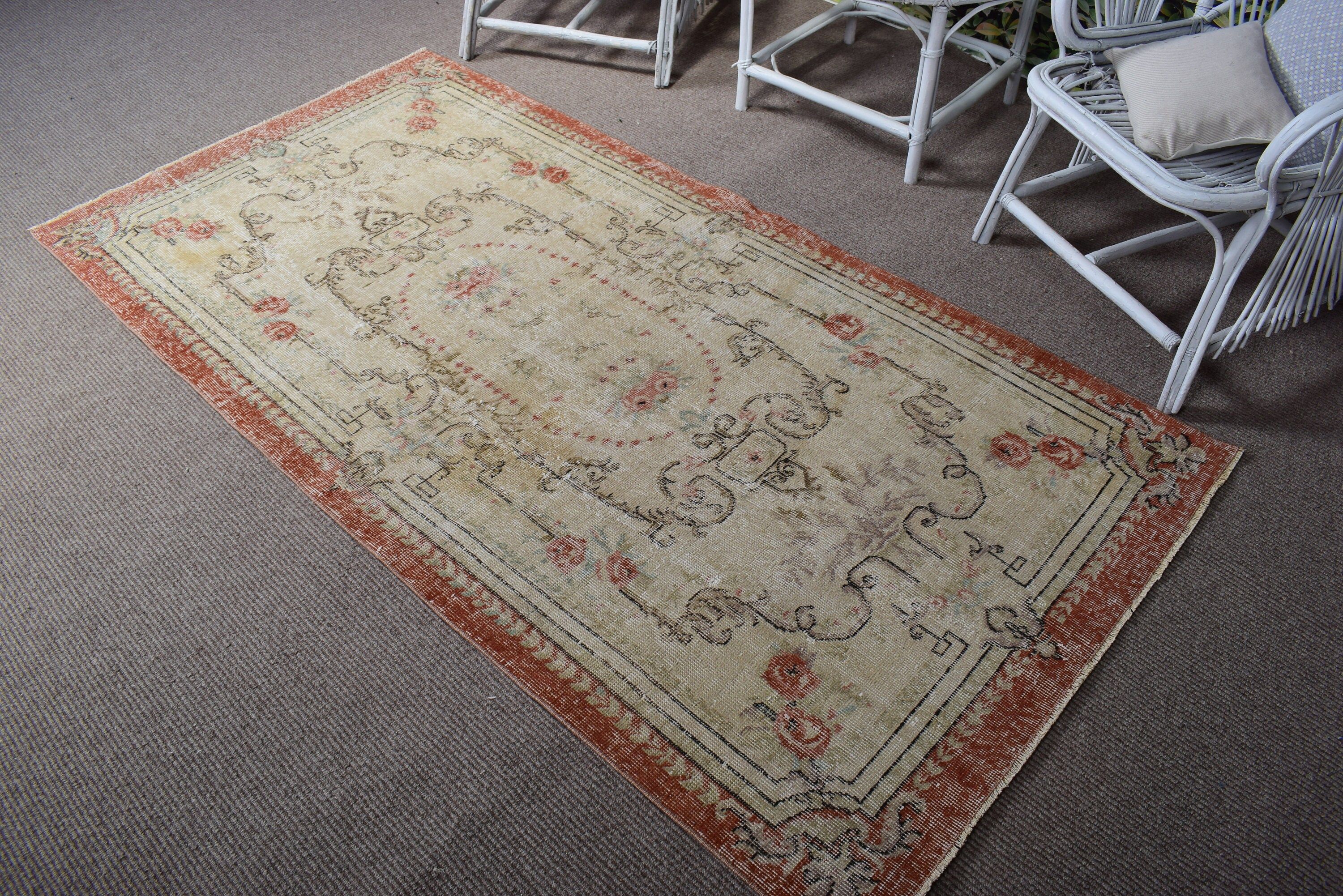 Turkish Rugs, Luxury Rug, Dining Room Rug, Bedroom Rug, Oushak Area Rug Rugs, 3.5x7 ft Area Rug, Beige Cool Rug, Moroccan Rugs, Vintage Rug