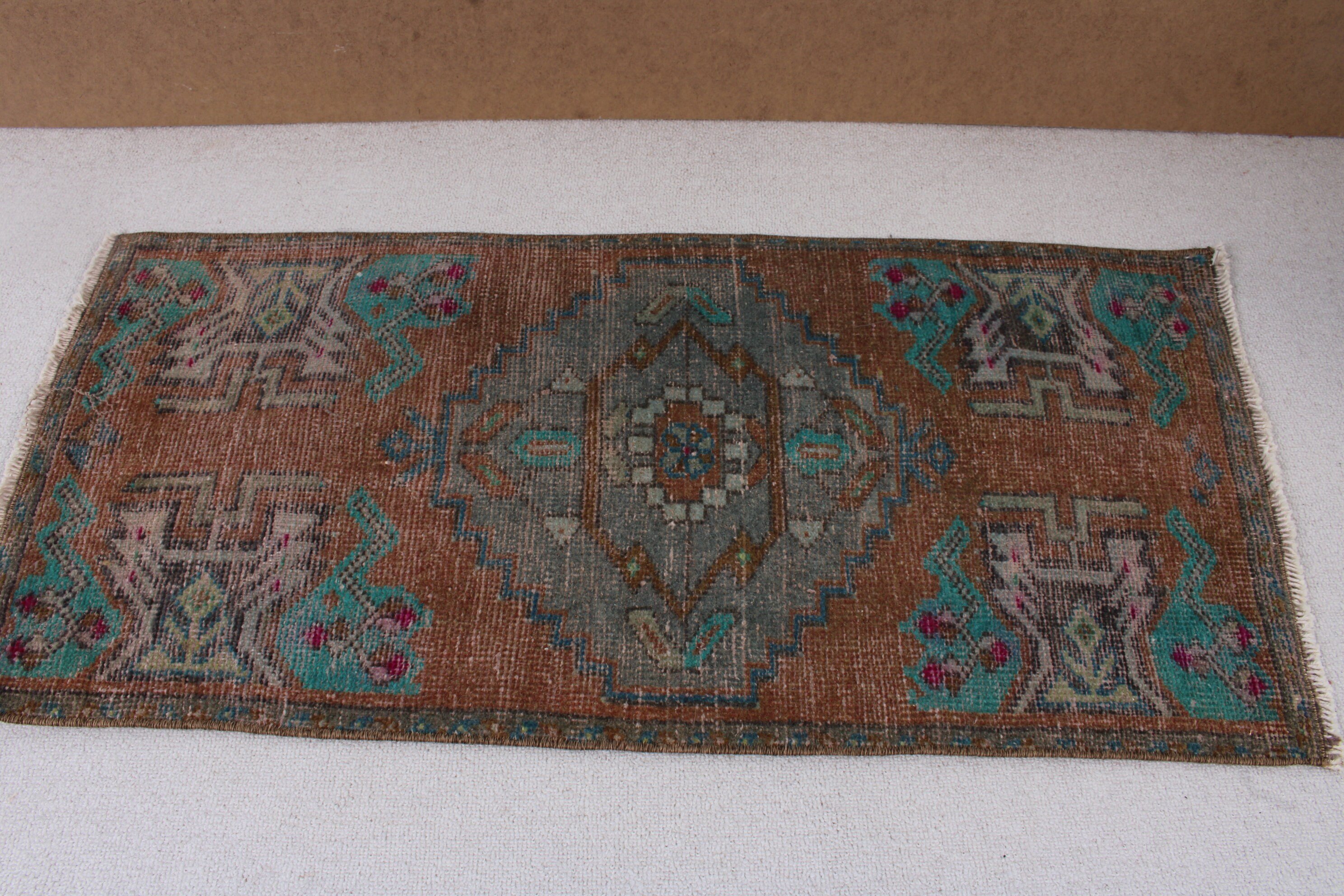 Wall Hanging Rug, Small Vintage Rugs, Handwoven Rugs, Brown Flatweave Rugs, Statement Rug, Turkish Rug, 1.6x3.4 ft Small Rugs, Vintage Rugs