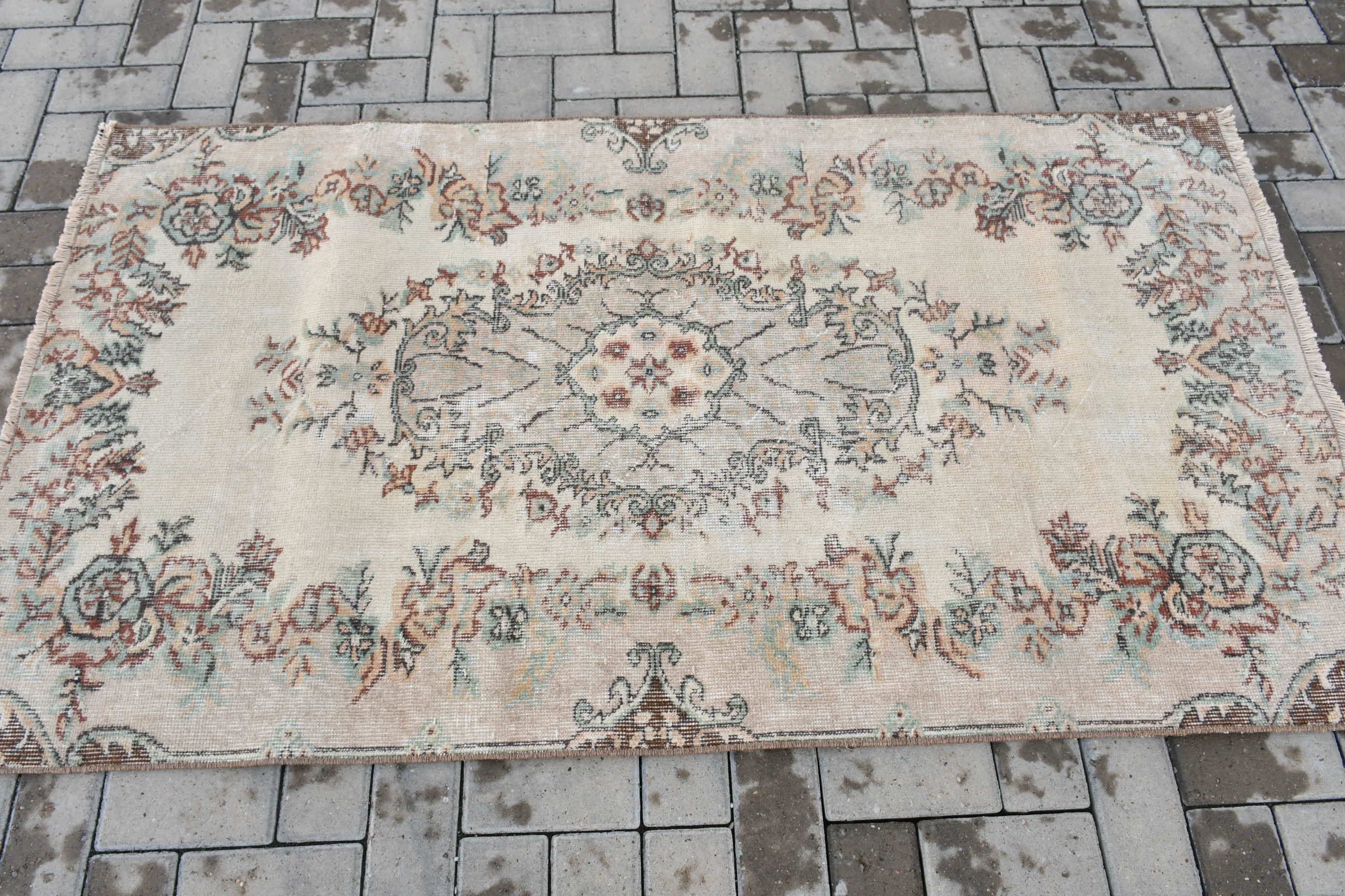 Turkish Rug, Antique Rugs, 3.2x5.8 ft Accent Rug, Vintage Rugs, Rugs for Nursery, Art Rug, Beige Home Decor Rugs, Nursery Rugs, Kitchen Rug