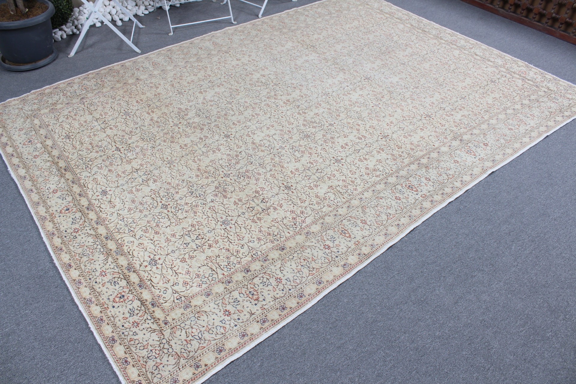 Bedroom Rug, Living Room Rugs, Vintage Rug, 6.3x9.4 ft Large Rug, Moroccan Rug, Aztec Rugs, Beige Oushak Rug, Turkish Rugs