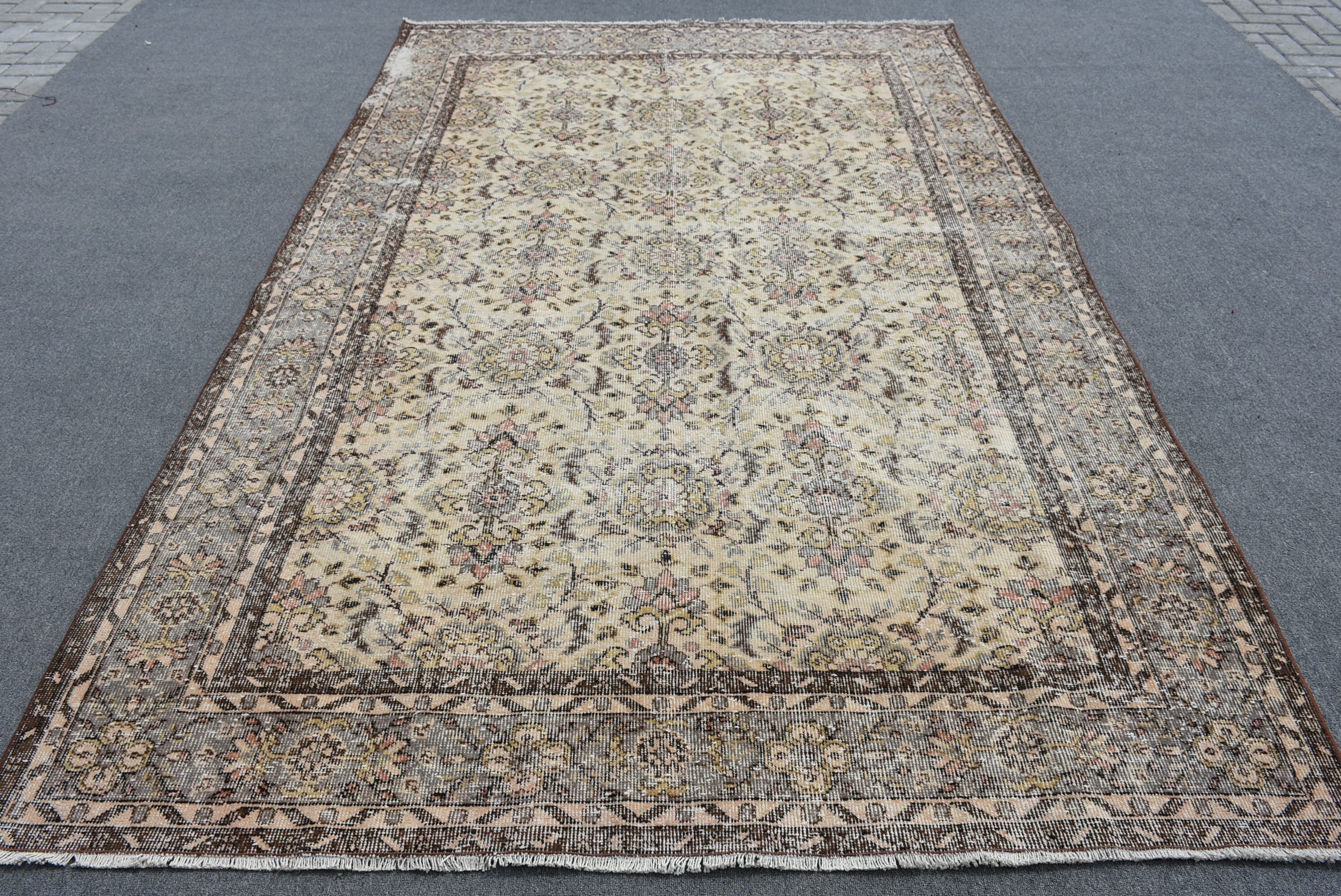 Beige Anatolian Rugs, Salon Rug, 6.4x10.2 ft Large Rug, Handwoven Rugs, Vintage Rug, Living Room Rugs, Cool Rug, Turkish Rugs, Bedroom Rugs