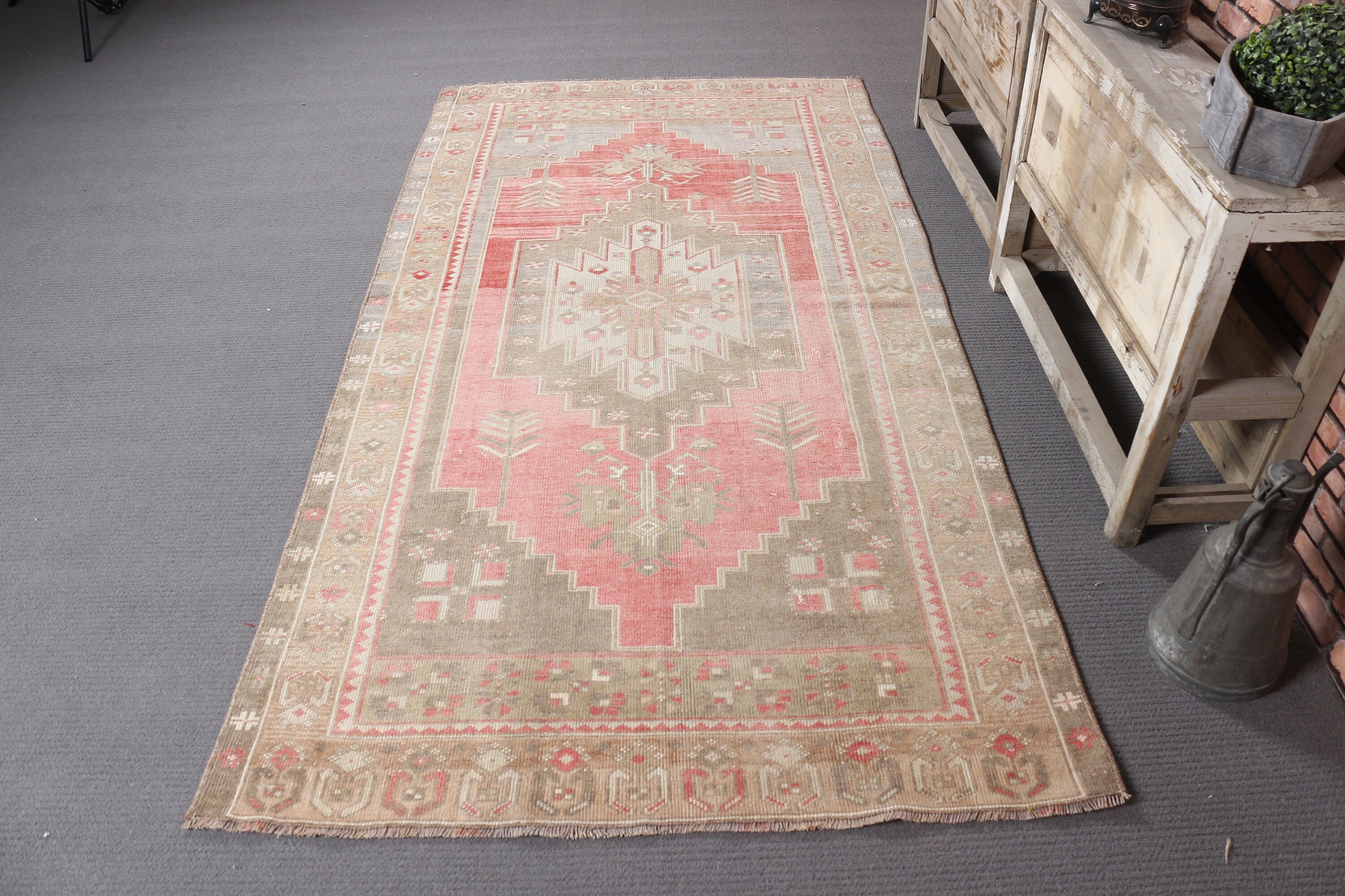 Vintage Halı, Kırmızı Ev Dekor Halısı, Aztek Halıları, Mutfak Halısı, Çocuk Odası Halıları, Türk Halısı, 4x7,8 ft Alan Halısı, İç Mekan Halısı