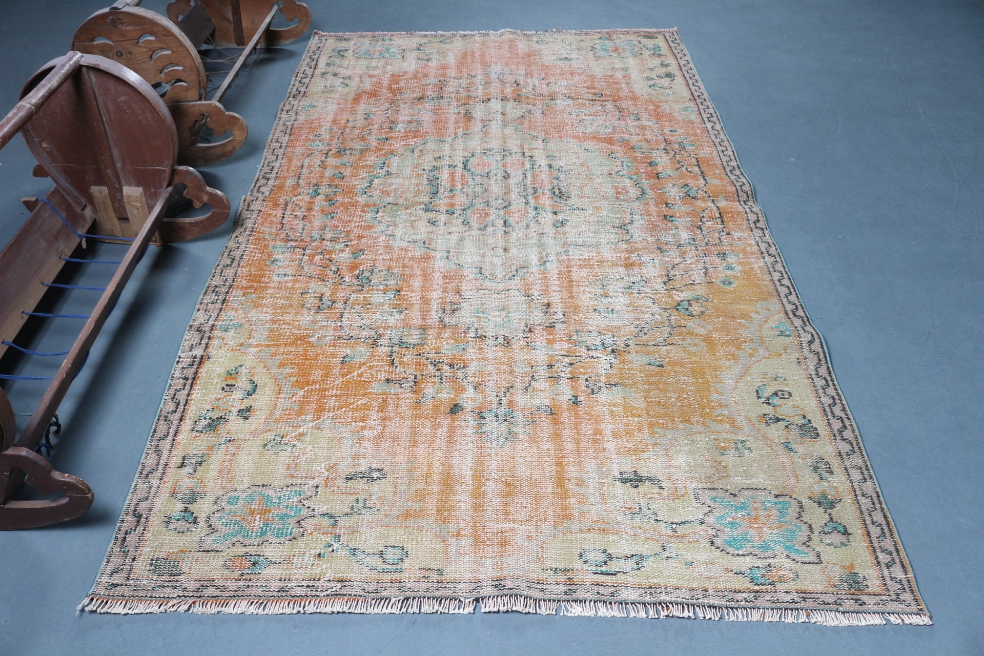 Bedroom Rug, Dining Room Rugs, Eclectic Rugs, 5x8.7 ft Large Rug, Vintage Rugs, Cool Rug, Turkish Rug, Orange Anatolian Rug