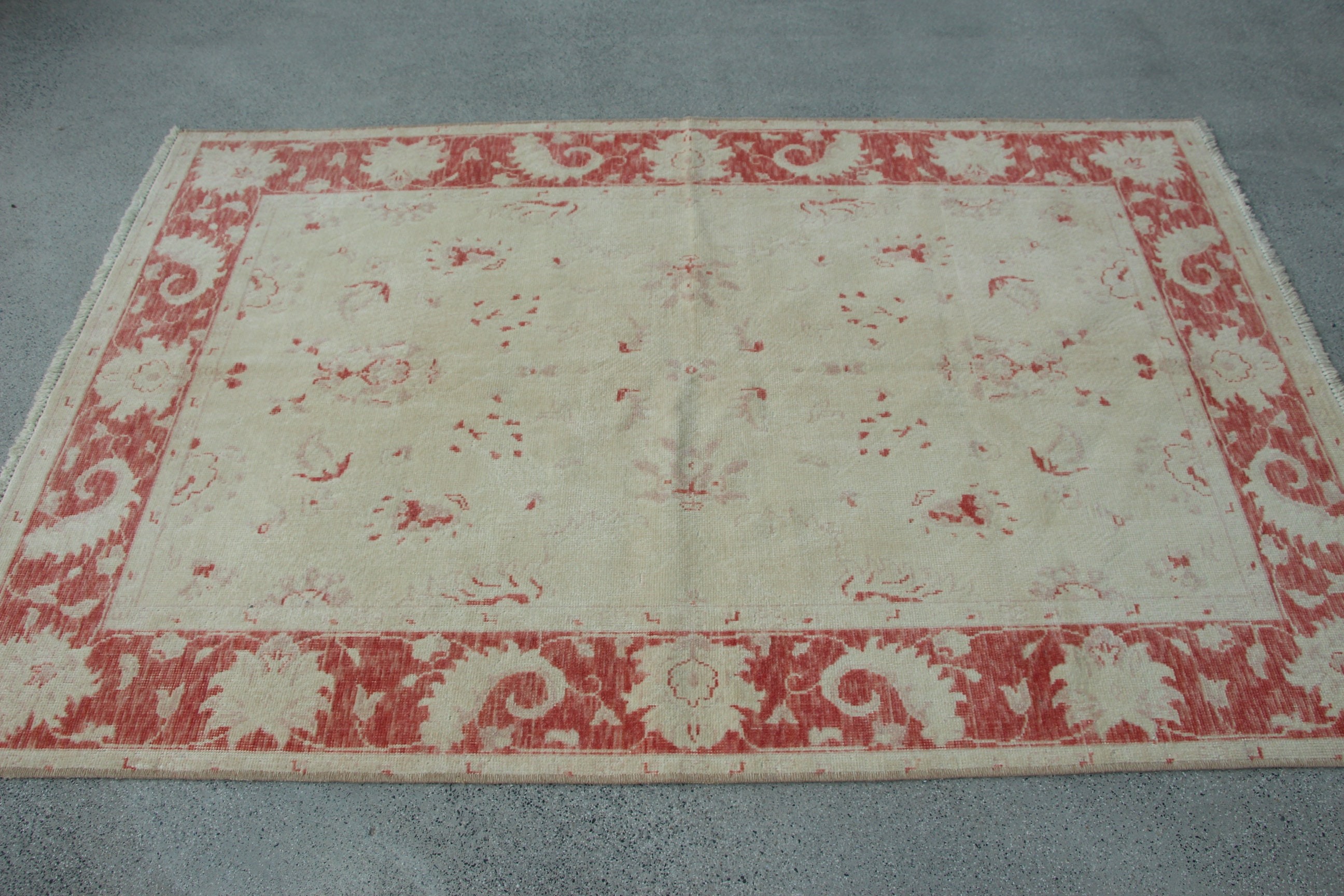 Bedroom Rugs, Red  4x6.1 ft Area Rug, Turkish Rug, Kitchen Rugs, Vintage Rugs, Retro Rug, Dining Room Rug, Oushak Rugs