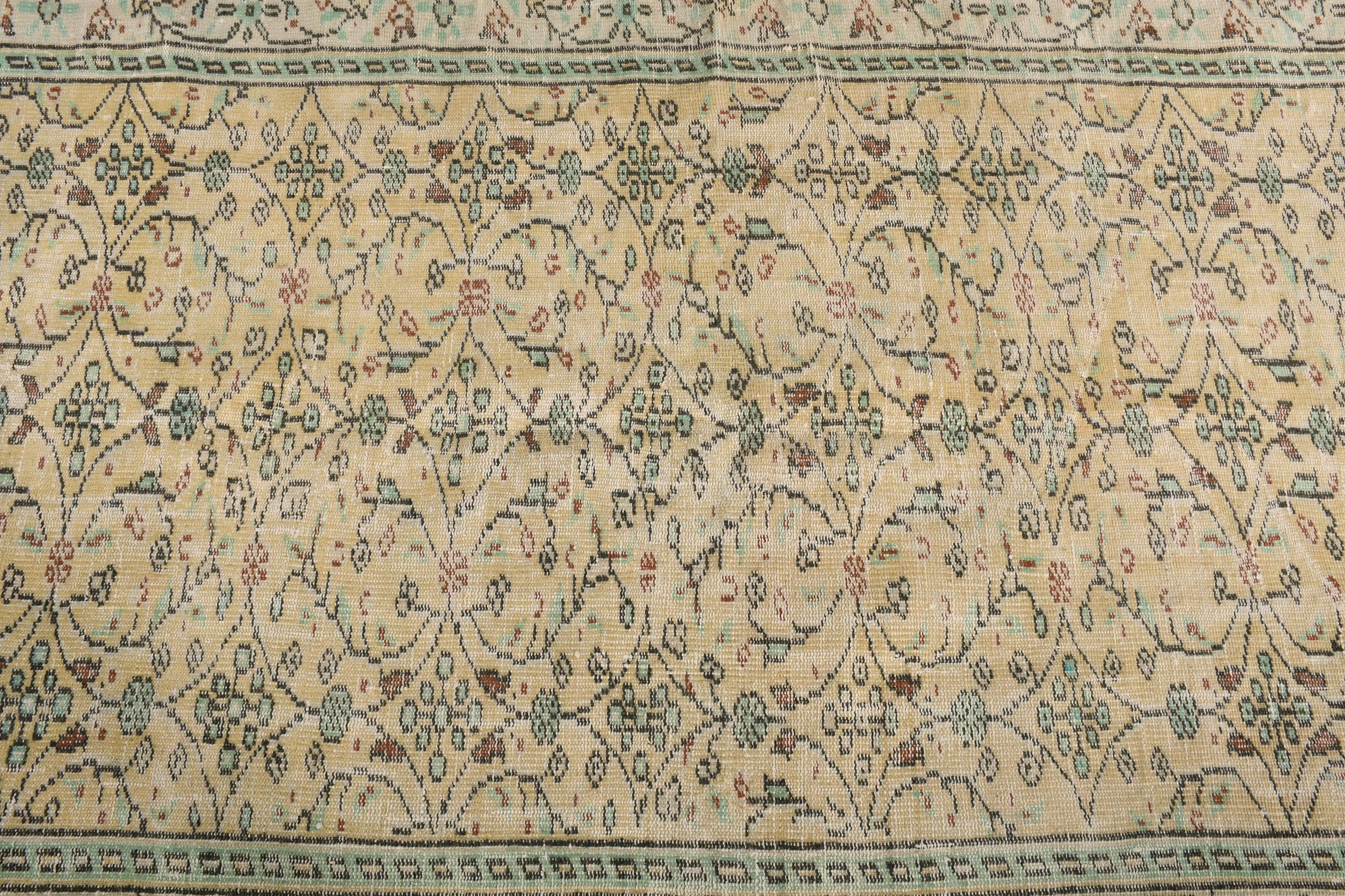 4.7x8.7 ft Large Rug, Pale Rug, Bedroom Rug, Turkish Rugs, Living Room Rug, Vintage Rug, Home Decor Rug, Green Oushak Rug, Rugs for Salon