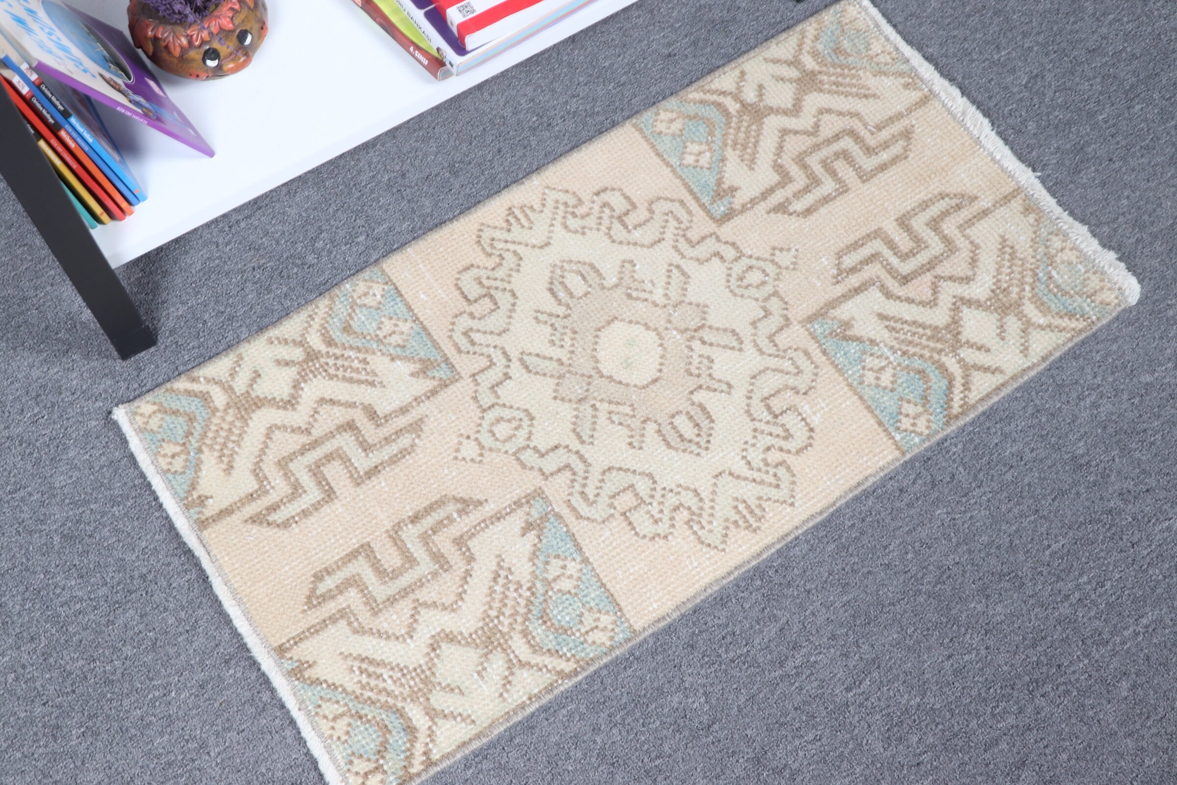 Rugs for Bath, Vintage Rugs, Entry Rug, Beige Bedroom Rug, Turkish Rug, Aztec Rugs, Floor Rug, 1.3x2.4 ft Small Rug, Dorm Rug, Kitchen Rug