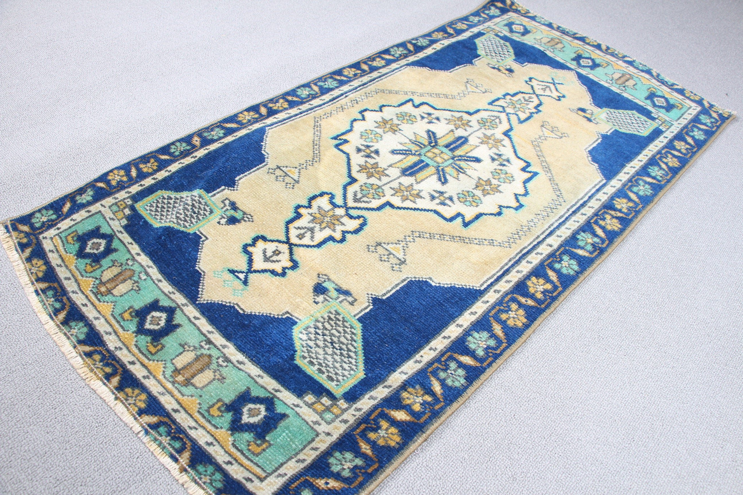 Rugs for Kitchen, Kitchen Rug, Cool Rugs, Vintage Rug, Door Mat Rug, 1.7x3.4 ft Small Rug, Car Mat Rugs, Turkish Rugs, Blue Kitchen Rugs