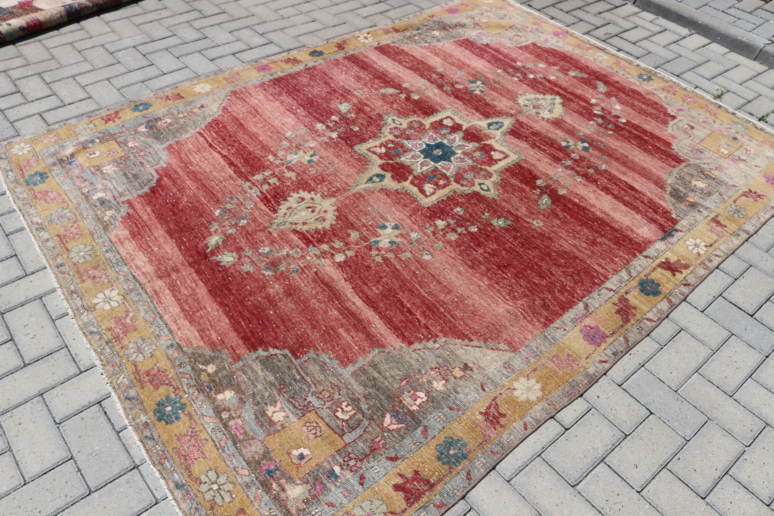 Red Anatolian Rug, Moroccan Rug, 6.1x8.3 ft Large Rugs, Dining Room Rugs, Salon Rug, Aesthetic Rug, Floor Rugs, Turkish Rug, Vintage Rug