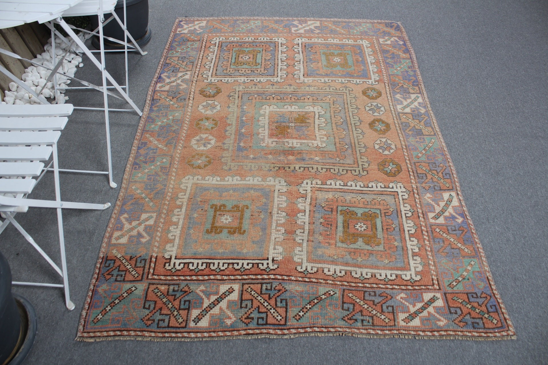 Turuncu Mutfak Halısı, İç Mekan Halıları, Yer Halısı, Soğuk Halı, İç Mekan Halısı, Vintage Dekor Halısı, Türk Halıları, 4,4x6,3 ft Alan Halıları, Vintage Halılar