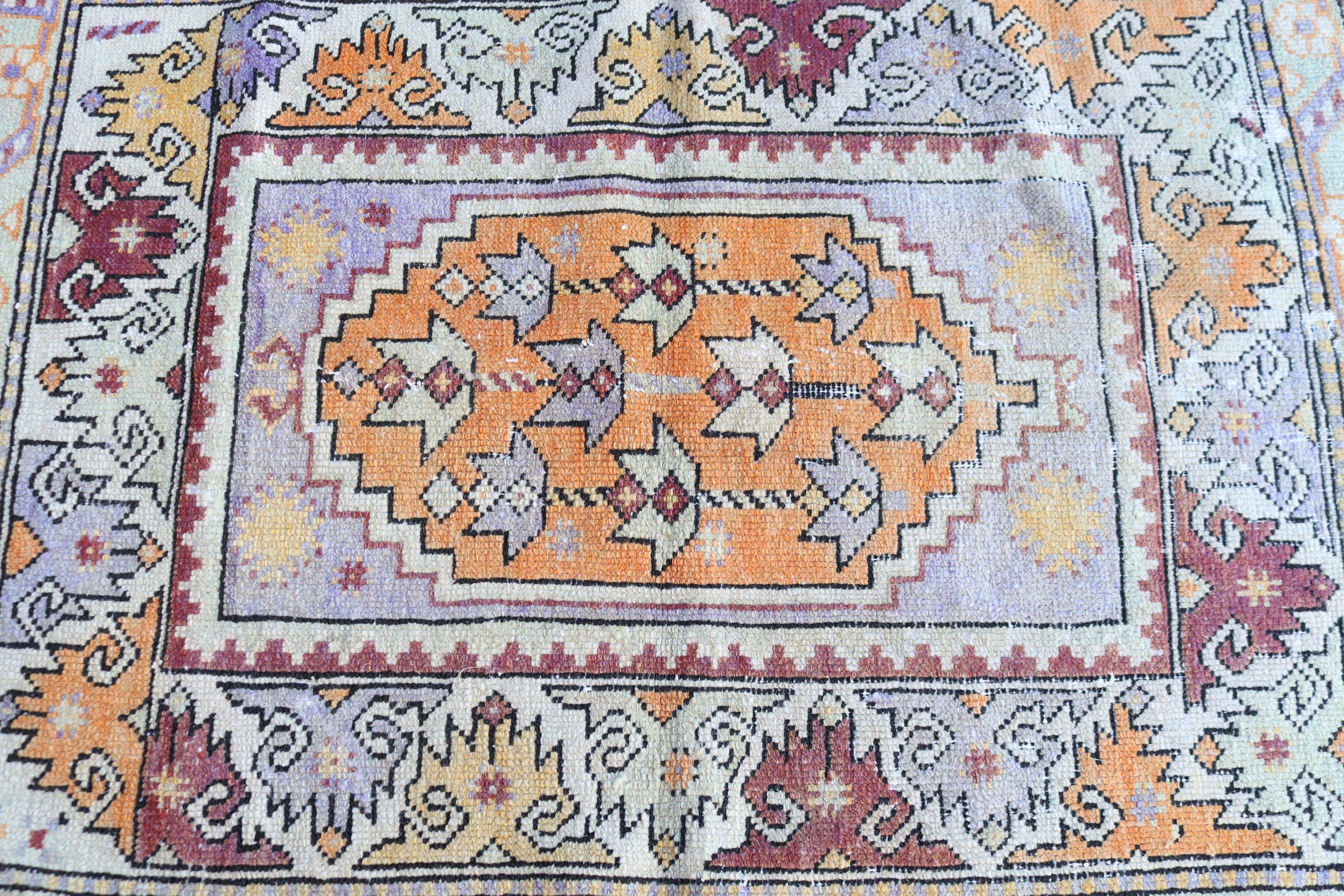 Rugs for Entry, Orange Flatweave Rug, Kitchen Rug, Turkish Rugs, Geometric Rug, 3.1x4.1 ft Small Rug, Aztec Rug, Nursery Rugs, Vintage Rugs