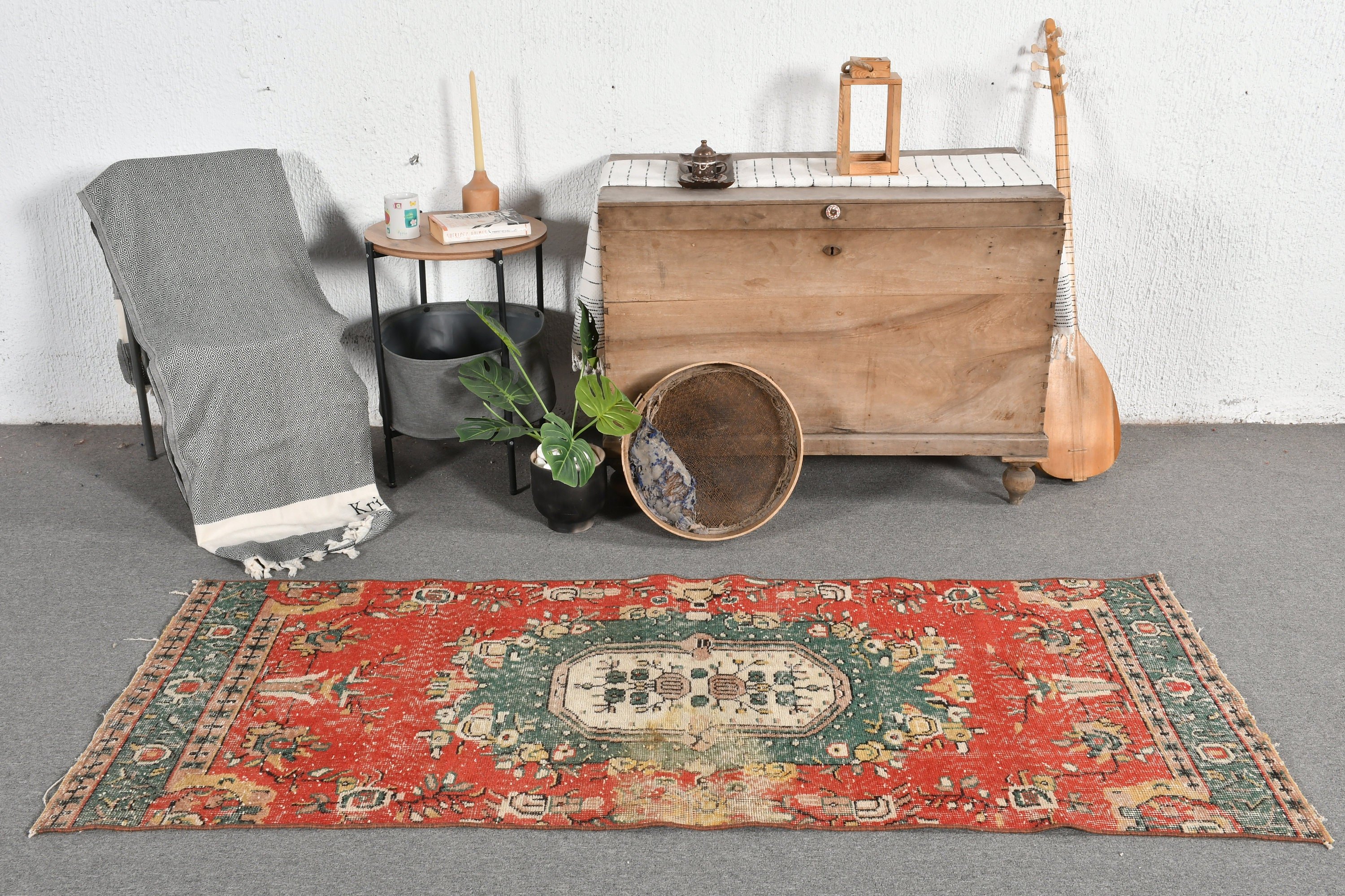 Bedroom Rug, Boho Rug, Vintage Rug, Red Floor Rug, Turkish Rug, Kitchen Rug, 2.7x6.7 ft Accent Rug, Rugs for Bedroom, Art Rug, Moroccan Rug