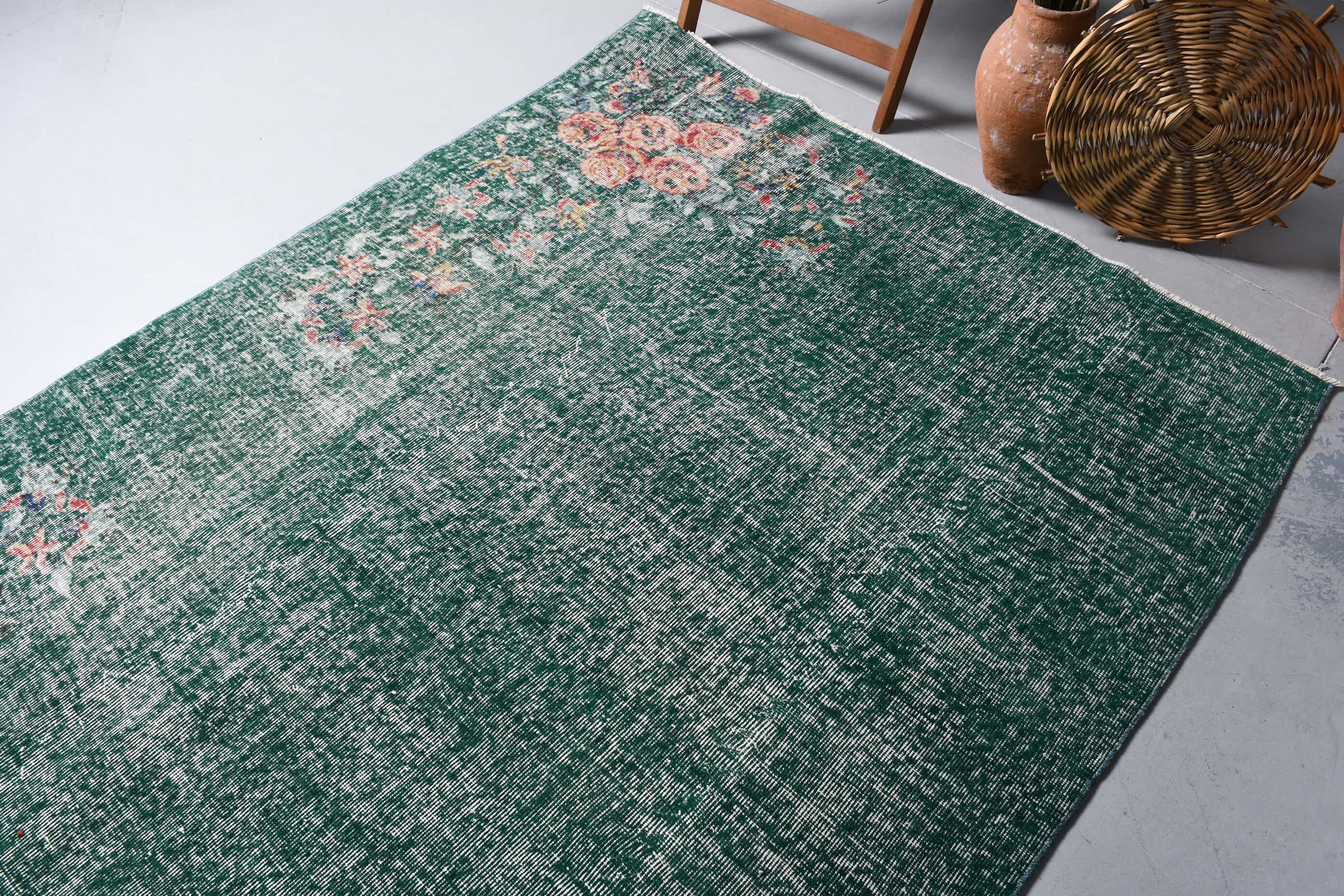 Cool Rug, Turkish Rugs, Vintage Rug, Green Oriental Rug, Handmade Rug, Bedroom Rug, Dining Room Rugs, 5.2x8.2 ft Large Rugs