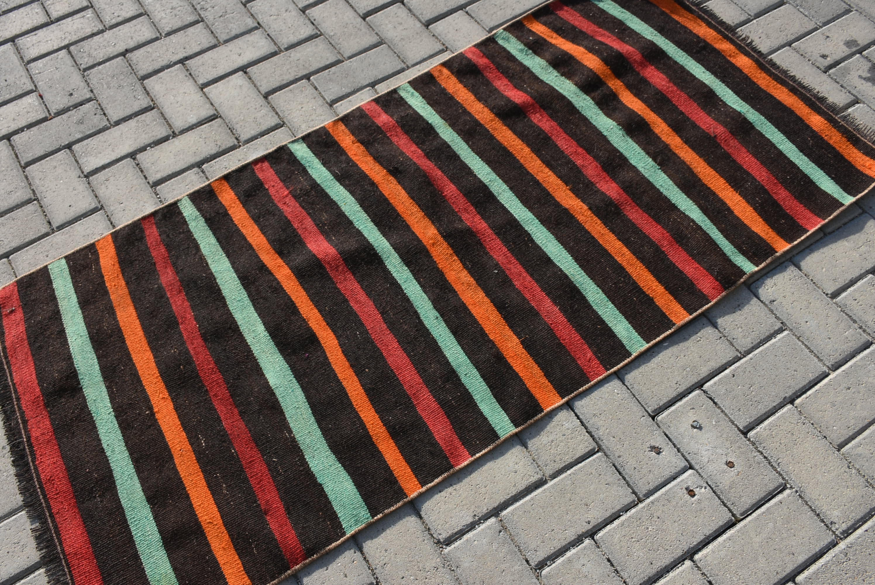 Office Rug, Cool Rug, Turkish Rug, 2.6x5.4 ft Small Rug, Black Floor Rug, Vintage Rugs, Door Mat Rugs, Kilim, Bedroom Rug, Oushak Rug