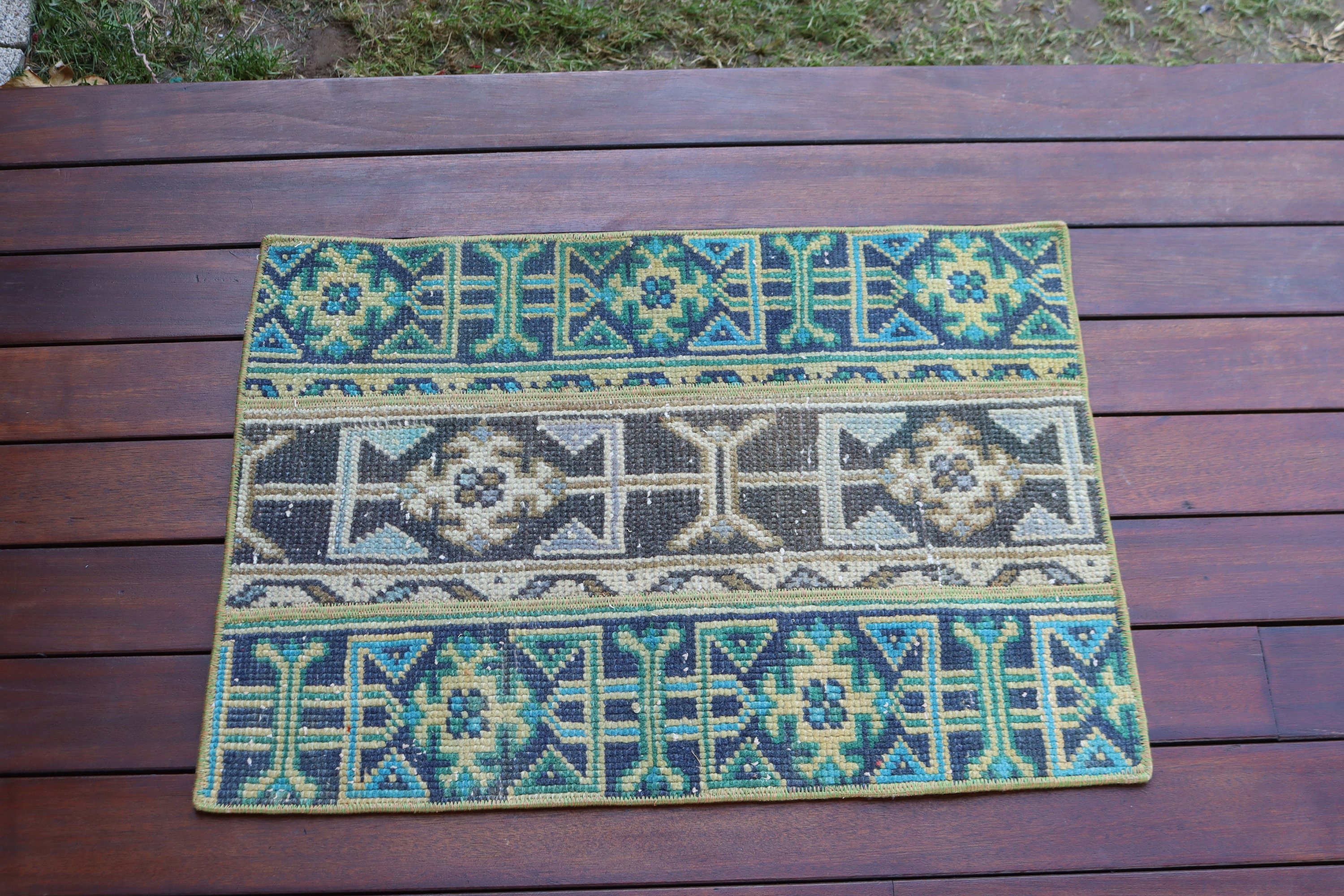 Vintage Halı, Küçük Alan Halıları, Mutfak Halısı, Türk Halıları, Boho Halıları, Yeşil Açıklama Halıları, Türkiye Halıları, 1.6x2.3 ft Küçük Halı, Geometrik Halılar