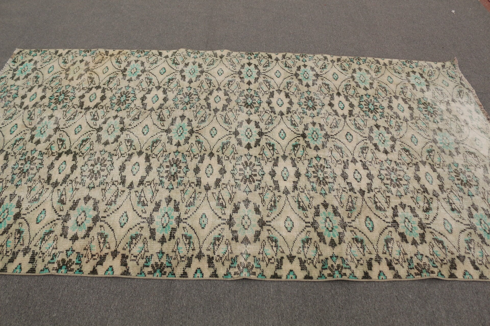 Oturma Odası Halısı, Türk Halısı, Bej Antika Halı, 4.8x8.5 ft Büyük Halı, Vintage Halılar, Salon Halısı, Yurt Halısı, Oushak Halısı